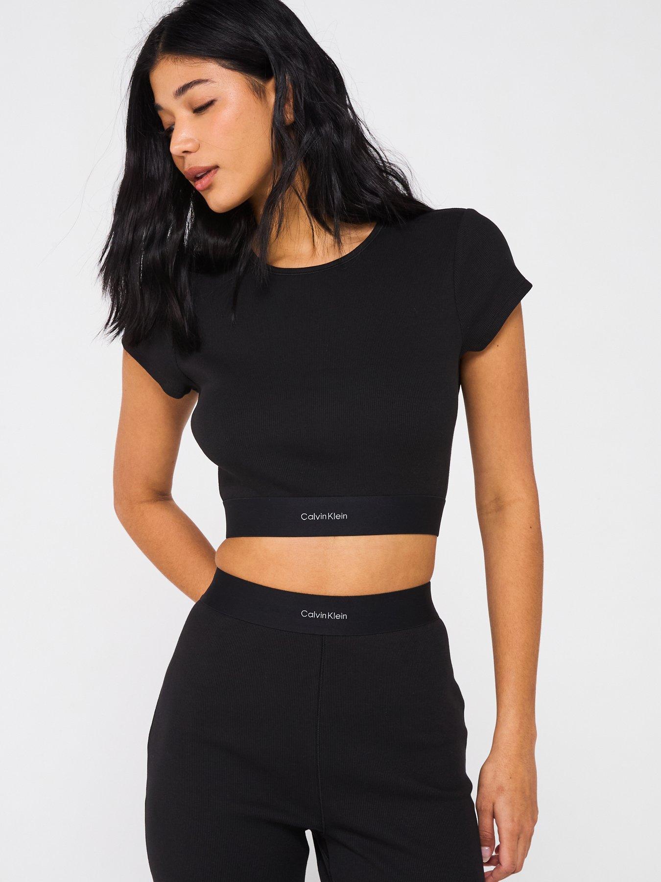  image of calvin-klein-cotton-stretch-ribbed-crop-t-shirt-black