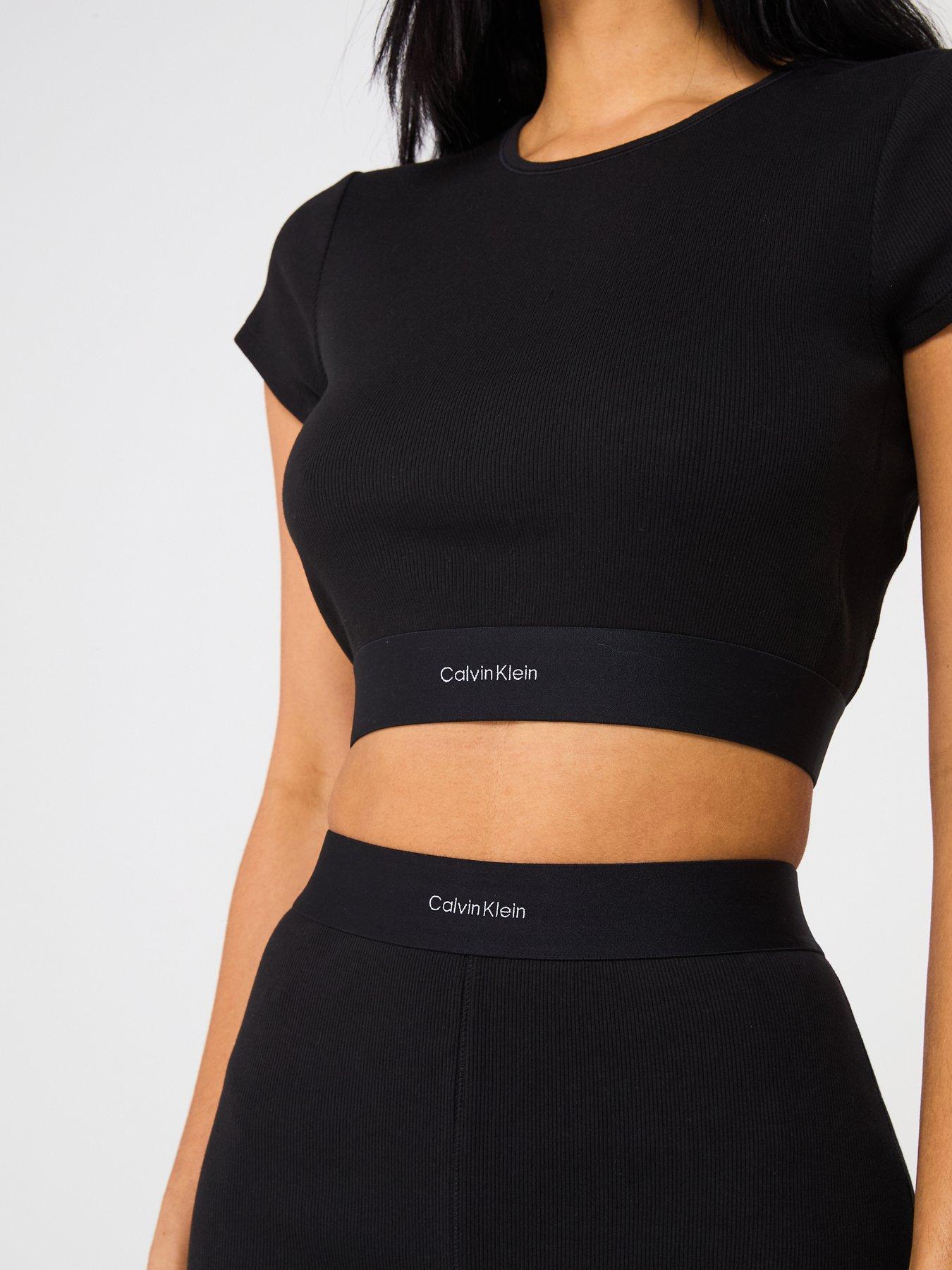  image of calvin-klein-cotton-stretch-ribbed-crop-t-shirt-black