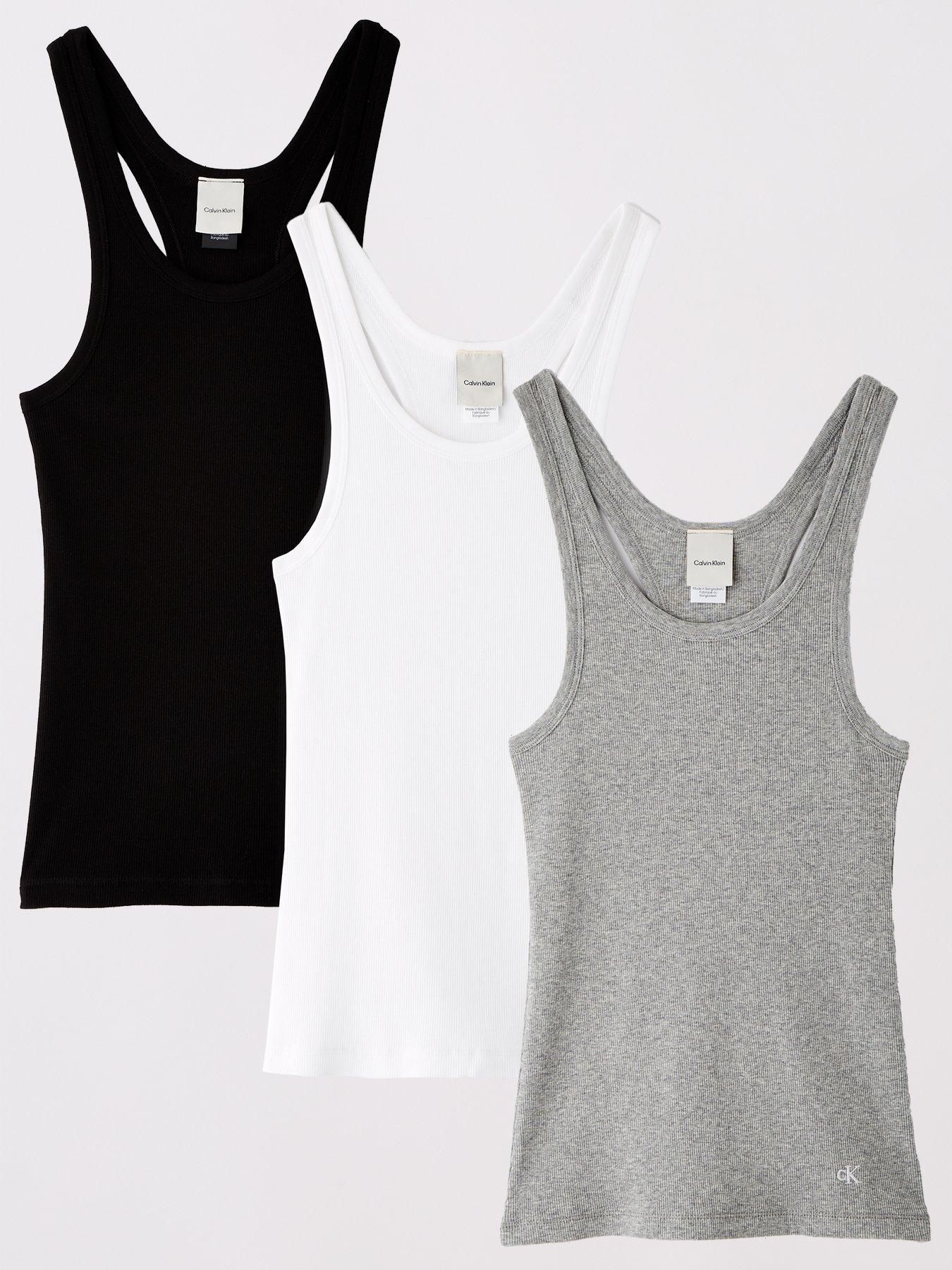 undefined 3 Pack Scoop Neck Cotton Tank Top - Black
