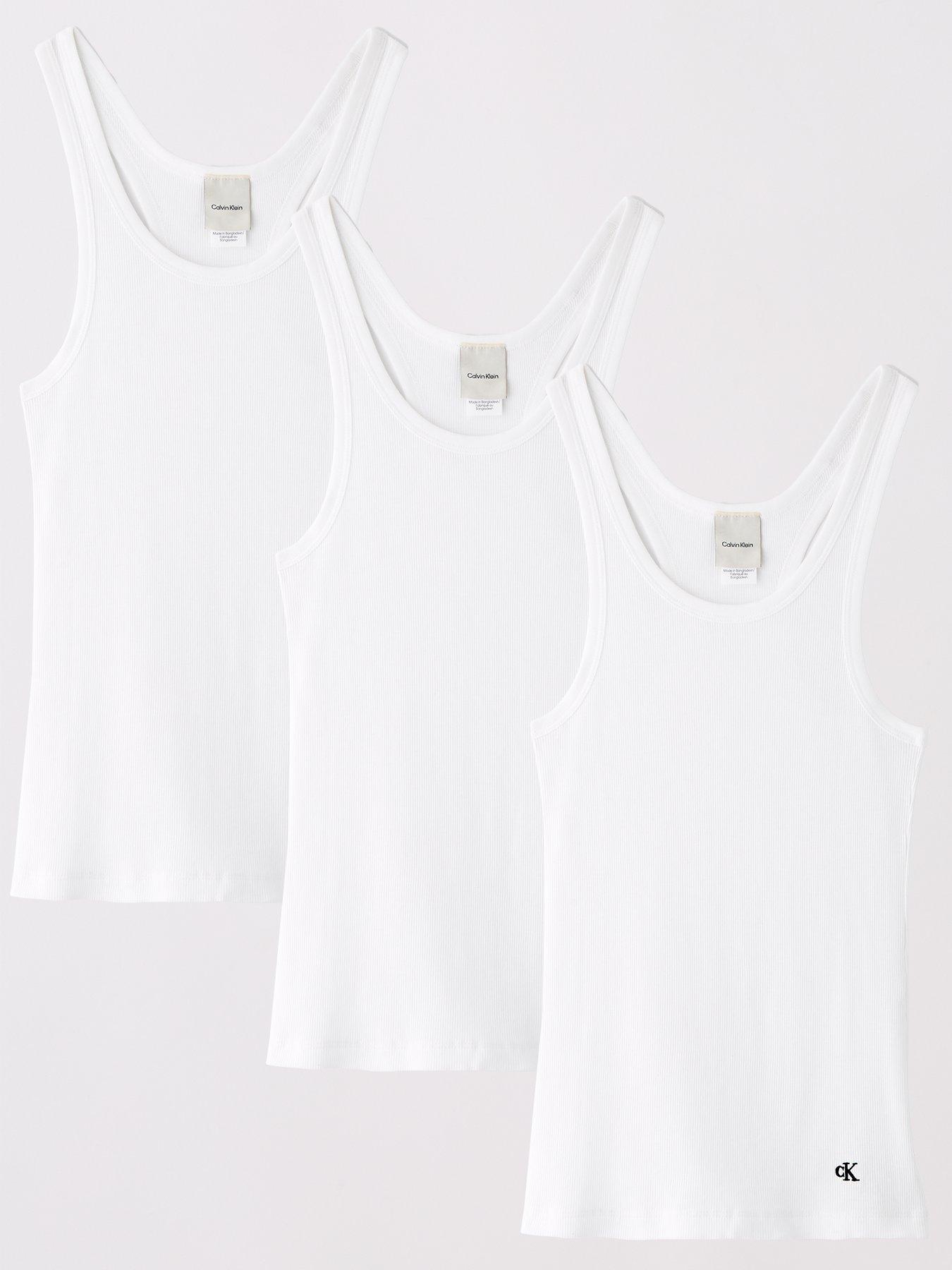 Calvin Klein 3 Pack Scoop Neck Cotton Tank Top - White