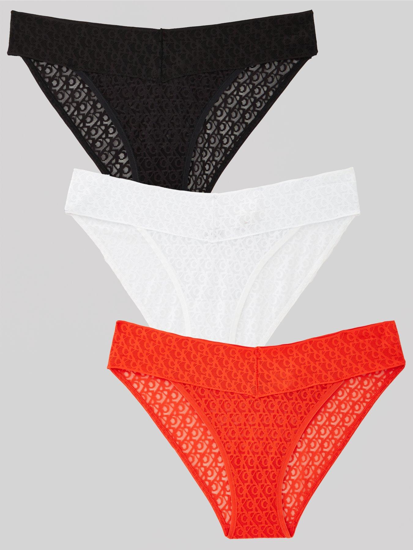 undefined 3 Pack Lace Trim Brief - Black