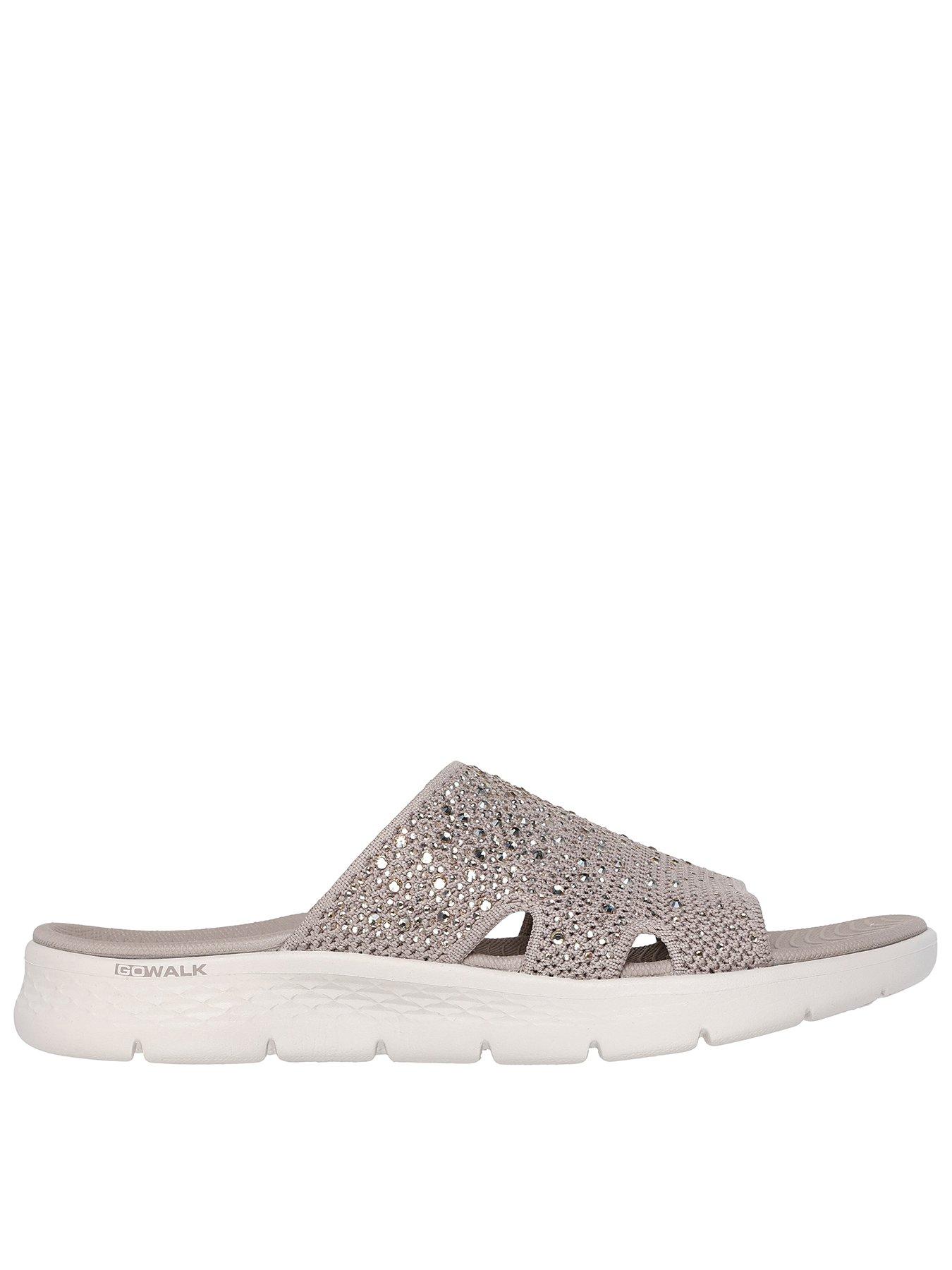 front image of skechers-go-walk-flex-sandal-glitz