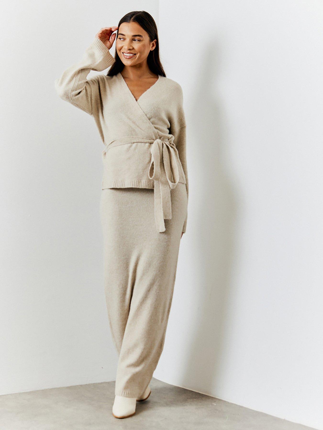 undefined Hannah Brown Knit Maxi Co-Ord Skirt - Oatmeal - Beige