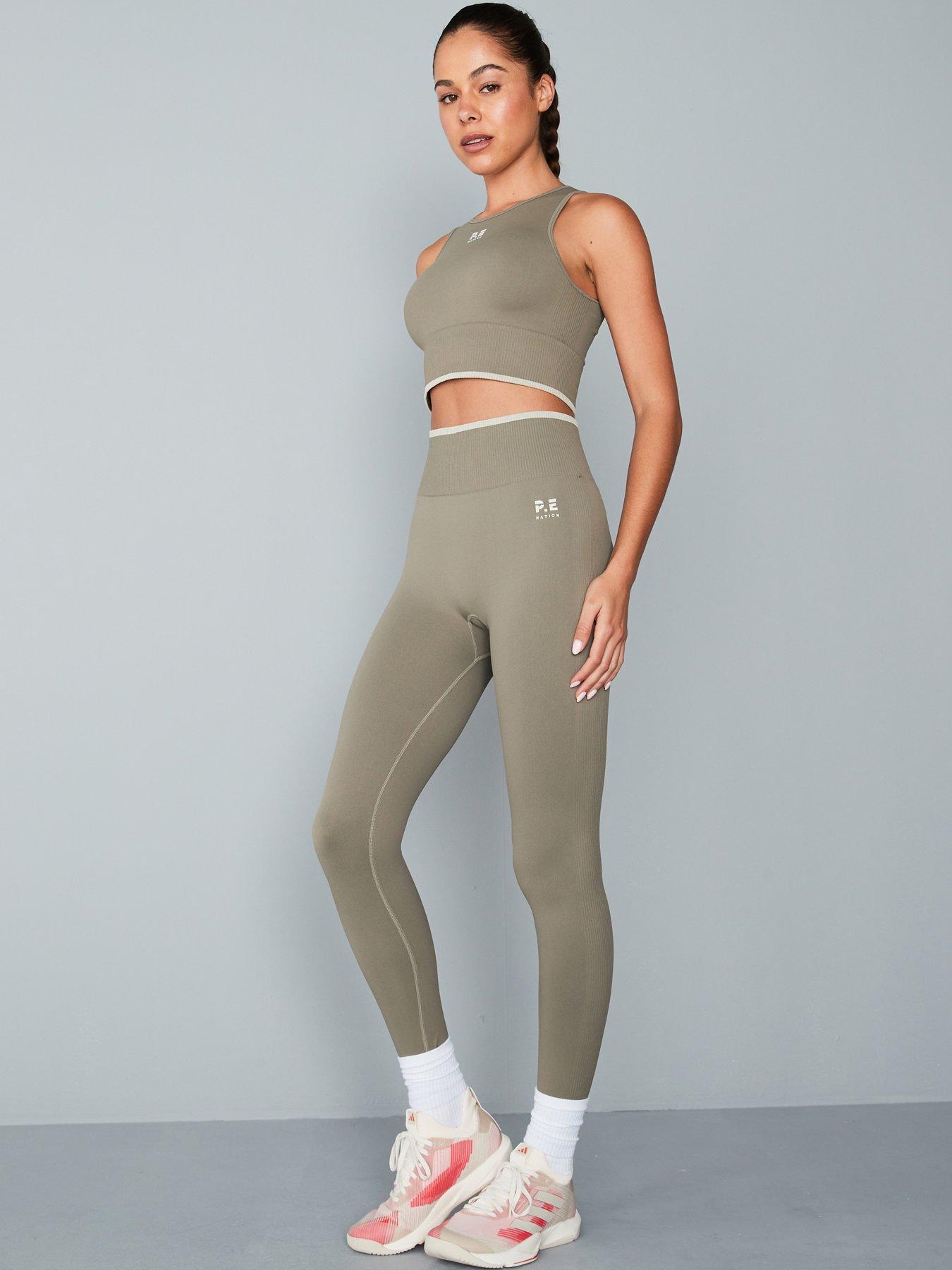P.E Nation Womens Training Restore Seamless Tights - Khaki
