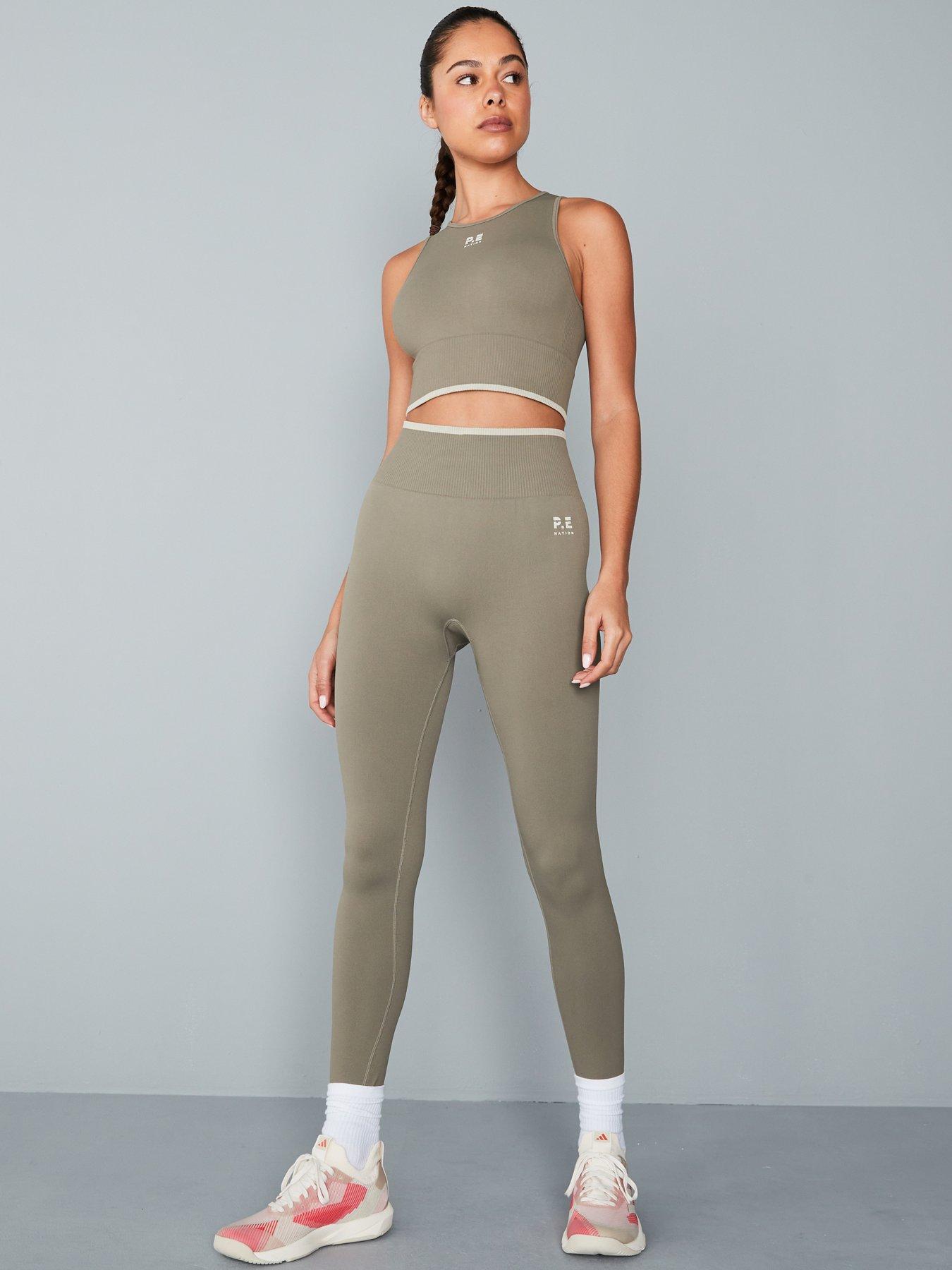  image of pe-nation-womens-training-restore-seamless-tights-khaki