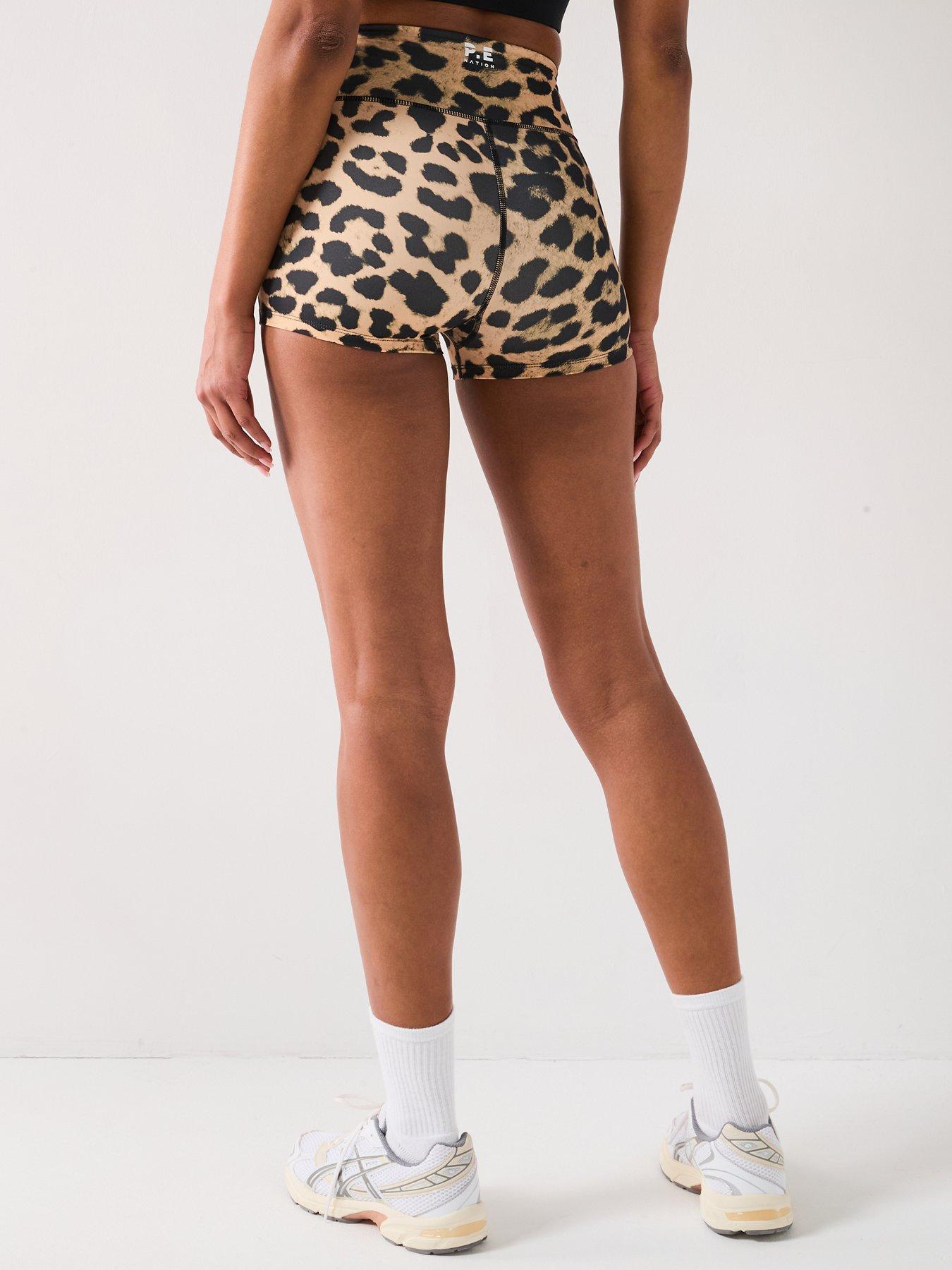  image of pe-nation-womens-training-stellar-5inch-bike-shorts-leopard-print