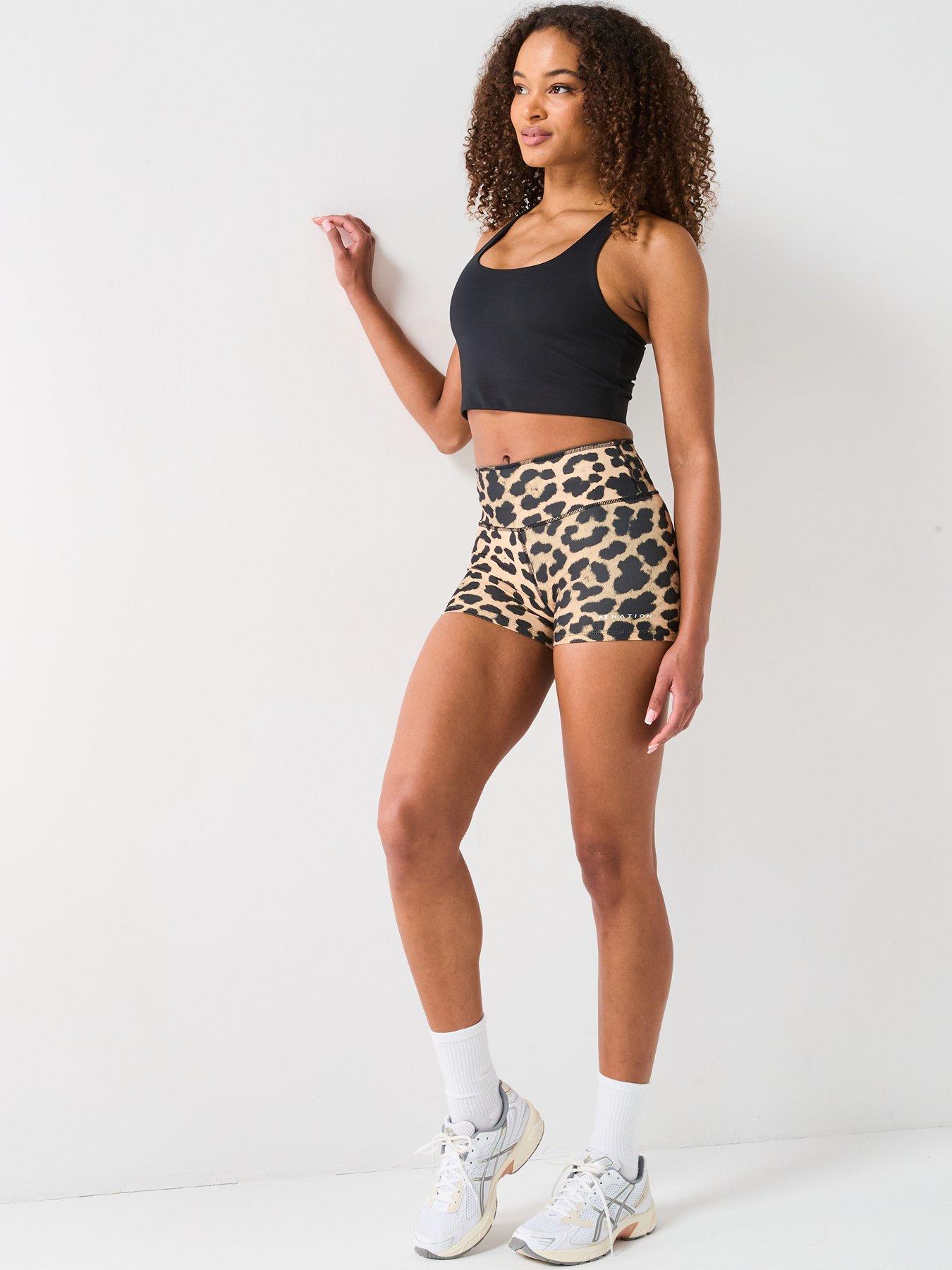  image of pe-nation-womens-training-stellar-5inch-bike-shorts-leopard-print
