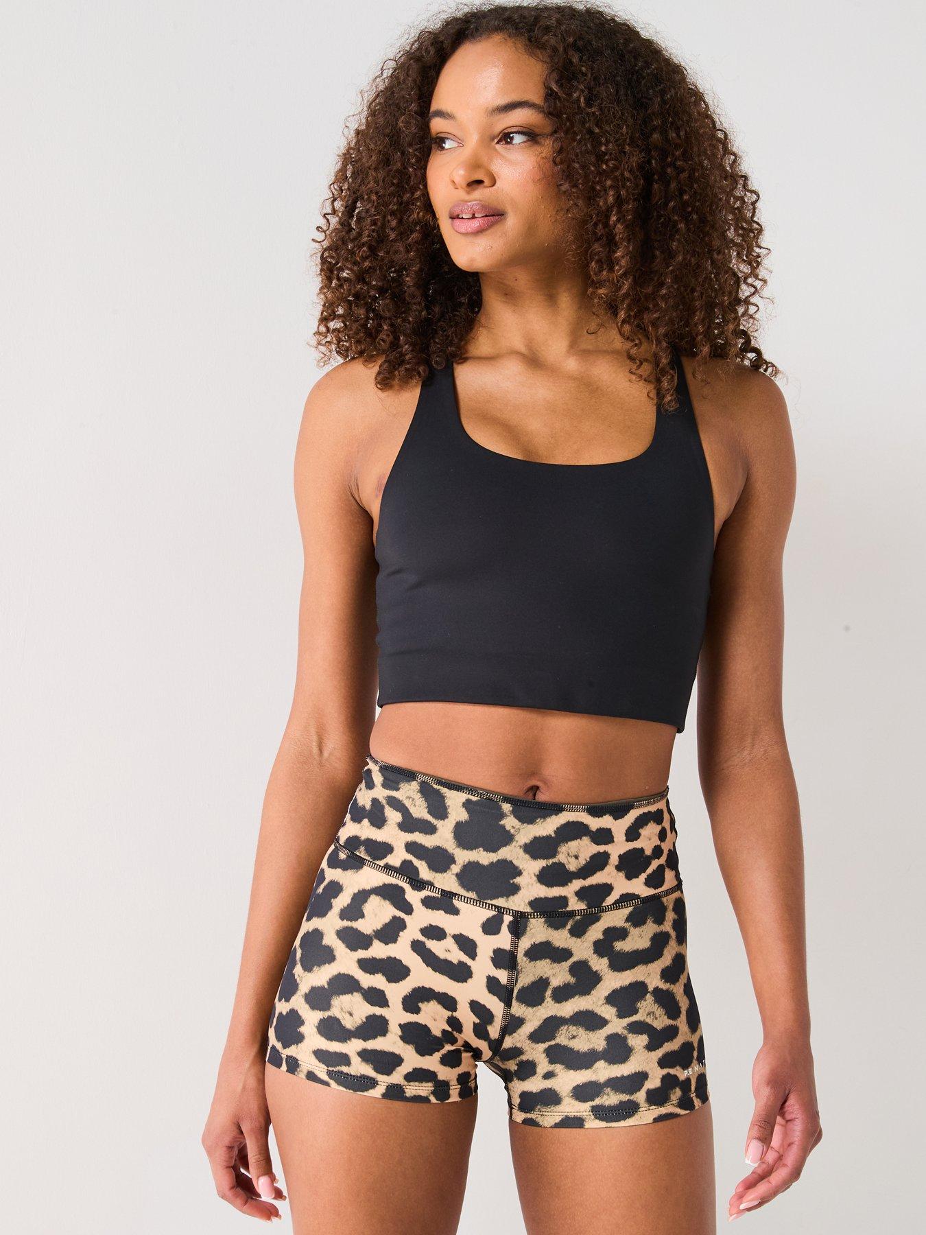  image of pe-nation-womens-training-stellar-5inch-bike-shorts-leopard-print
