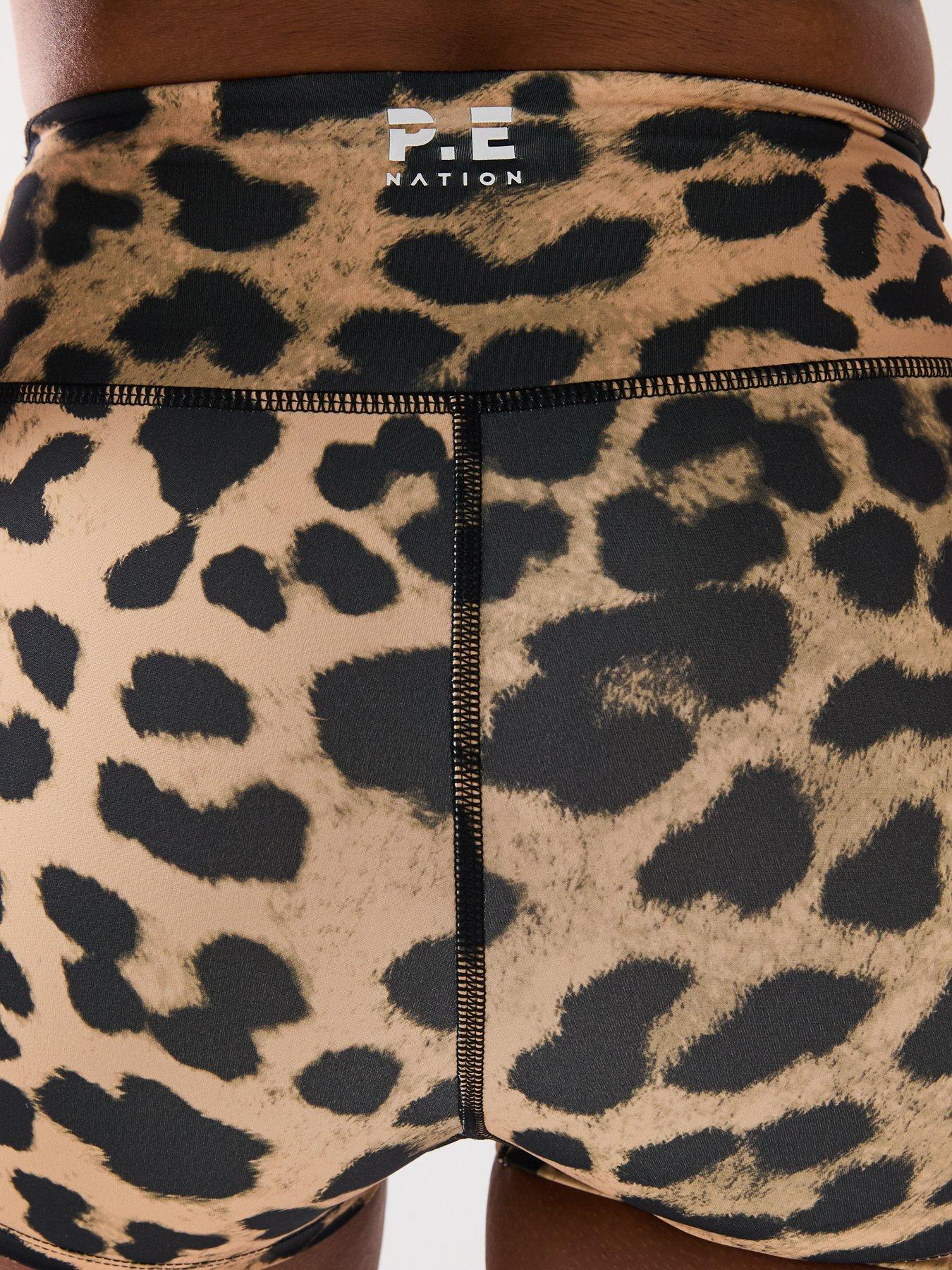  image of pe-nation-womens-training-stellar-5inch-bike-shorts-leopard-print