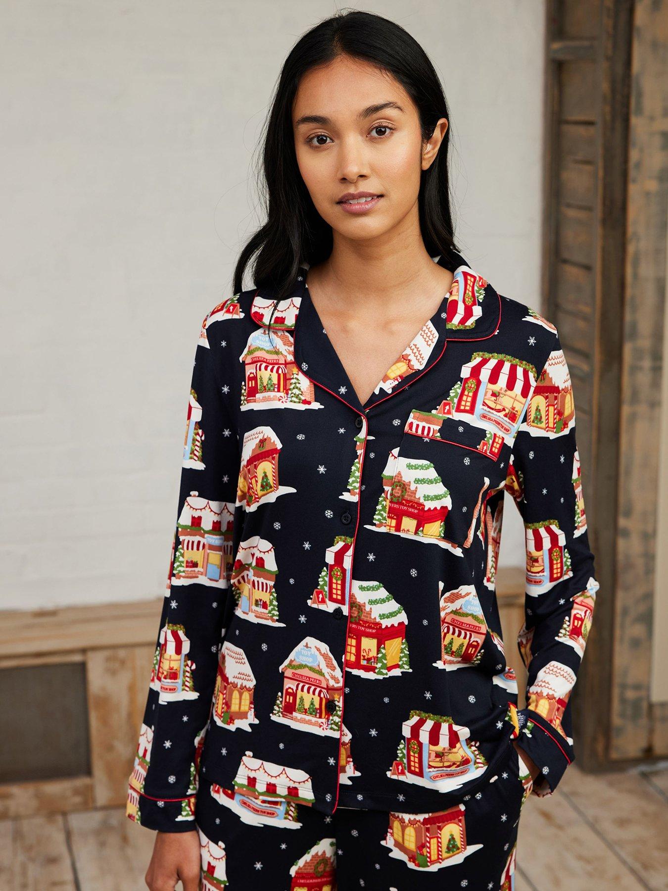  image of chelsea-peers-button-up-long-set-poly-navy