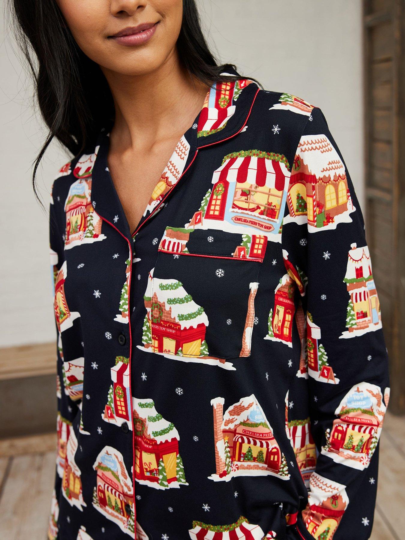  image of chelsea-peers-button-up-long-set-poly-navy