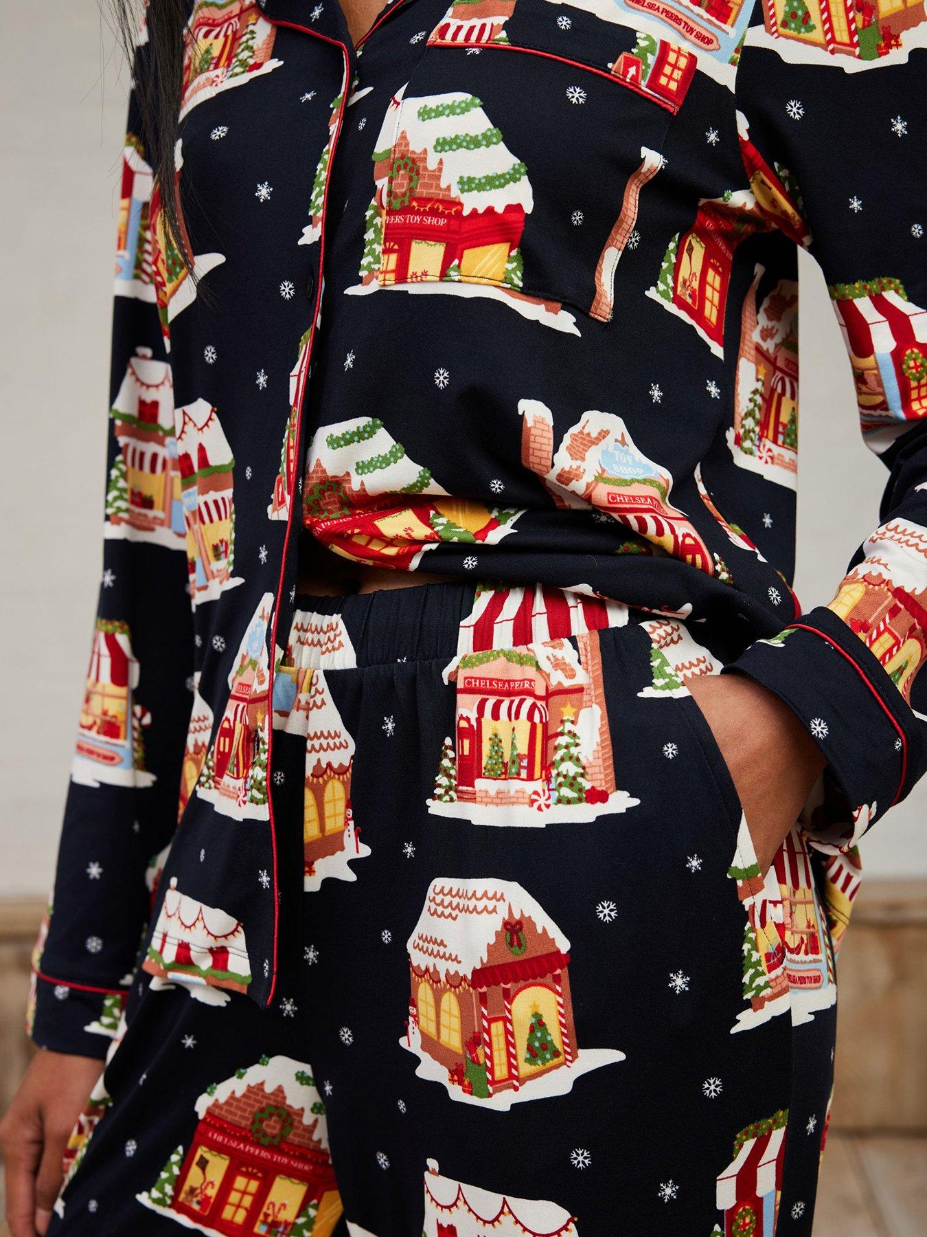  image of chelsea-peers-button-up-long-set-poly-navy