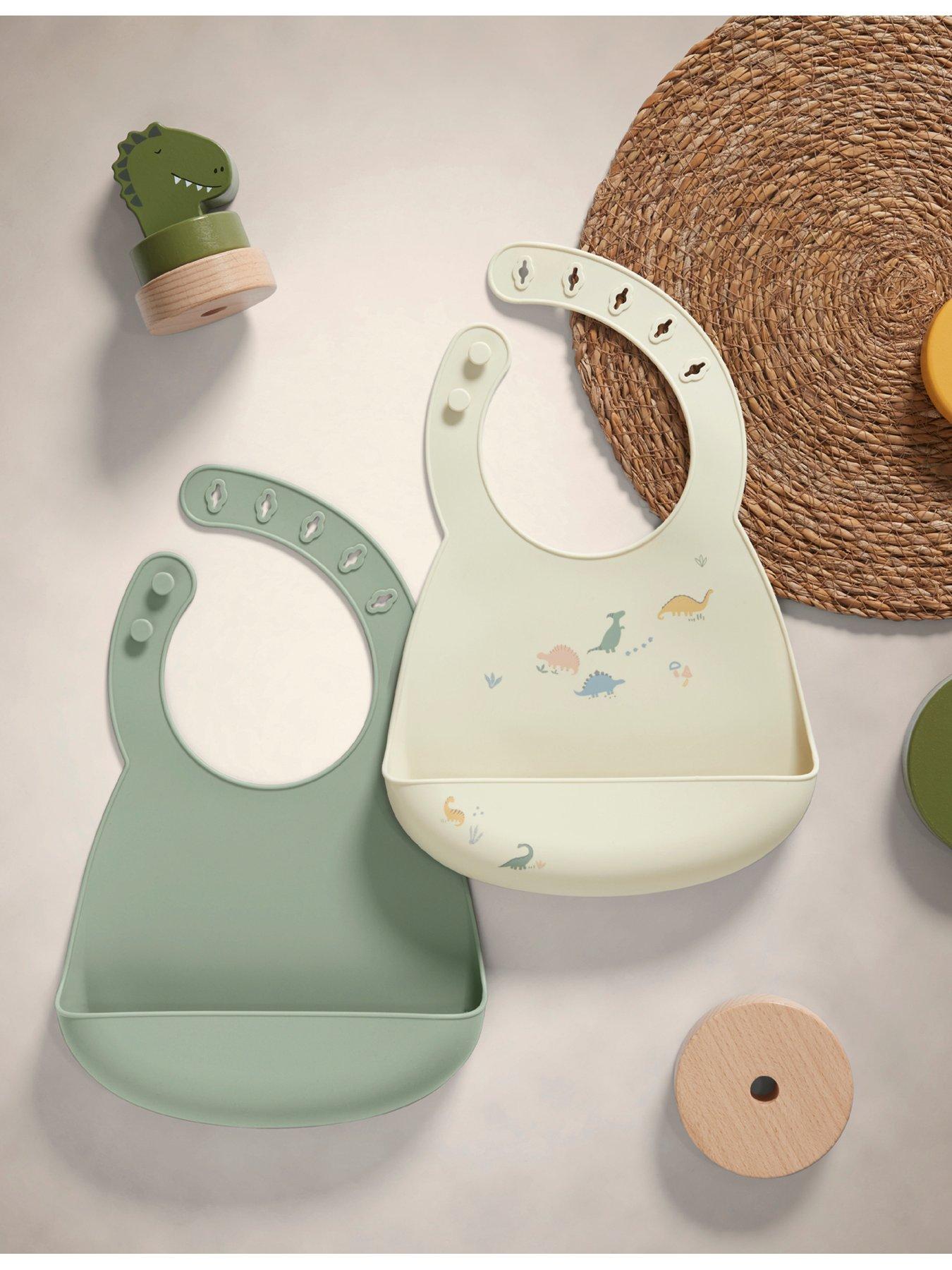 undefined 2 Pack Silicone Bibs - Dino Teal