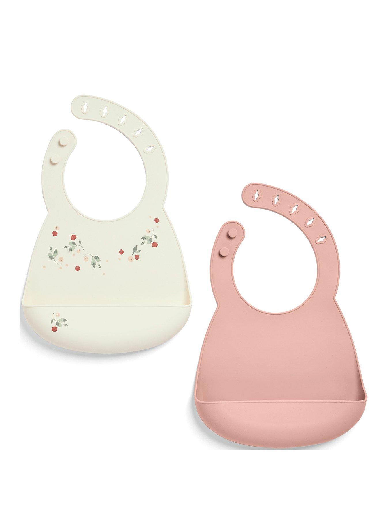 Image 2 of 6 of Mamas & Papas 2 Pack Silicone Bibs - Floral Berry
