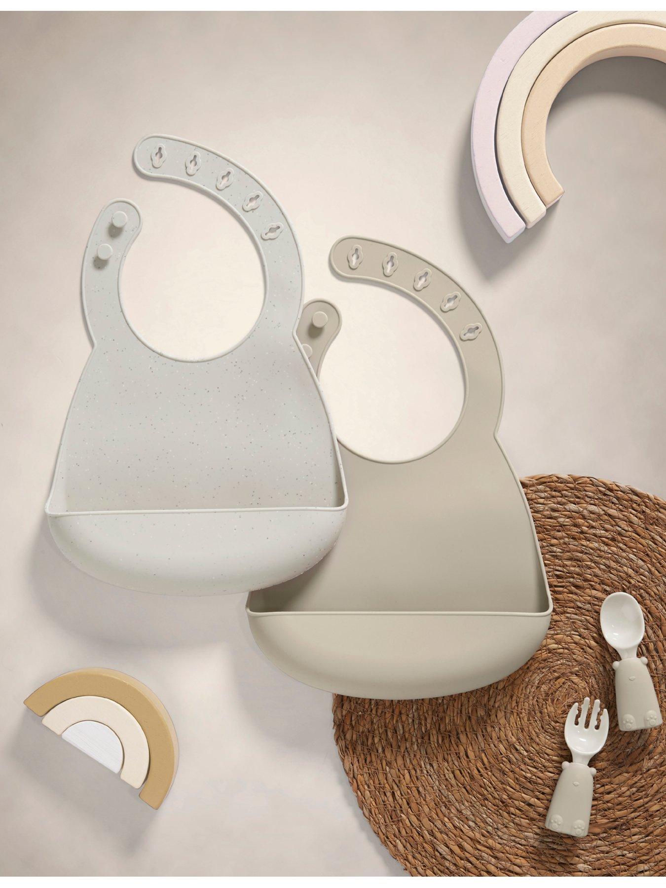 undefined 2 Pack Silicone Bibs - Neutral Speckle