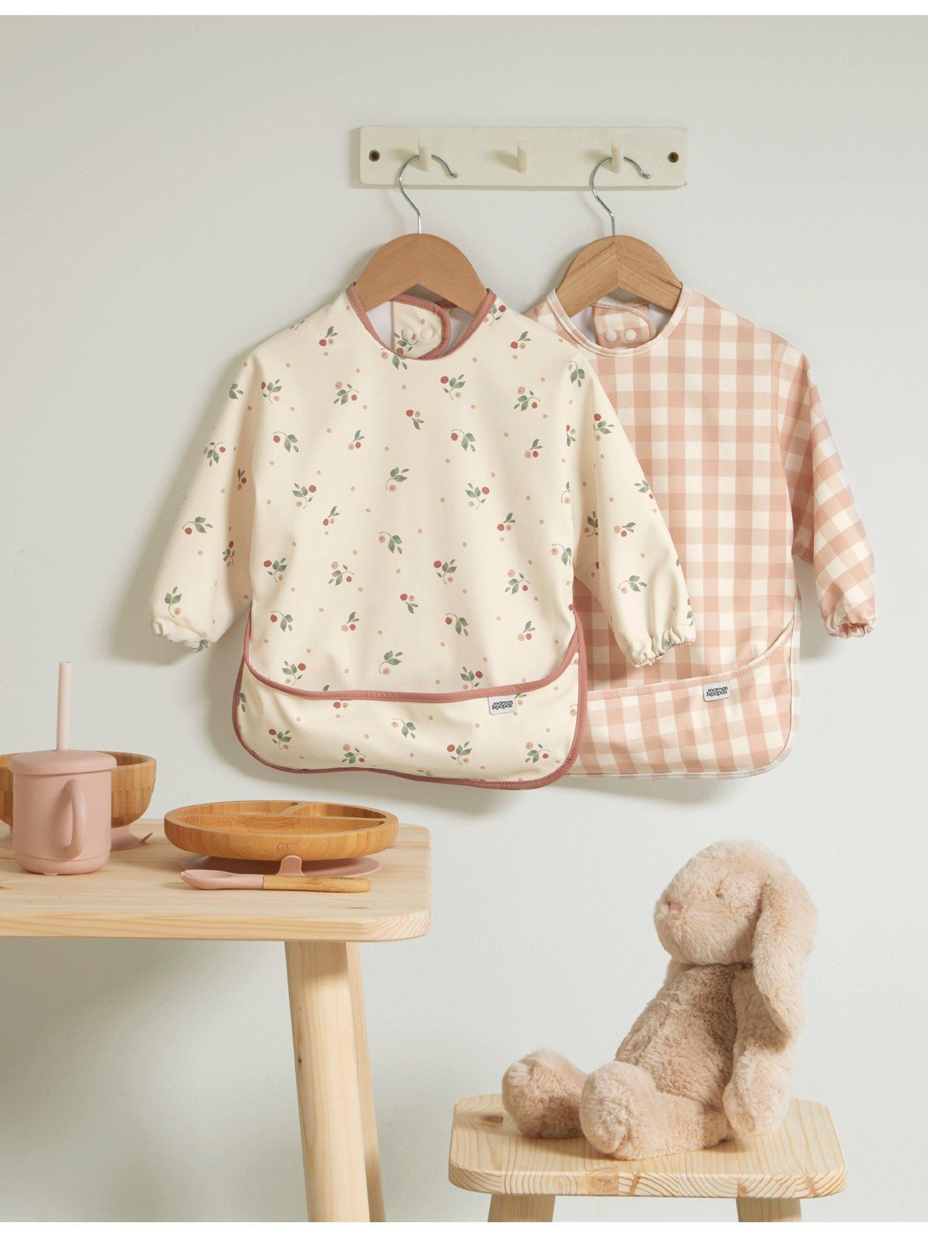 Mamas & Papas 2 Pack Long Sleeve Messy Bib - Berry Picnic