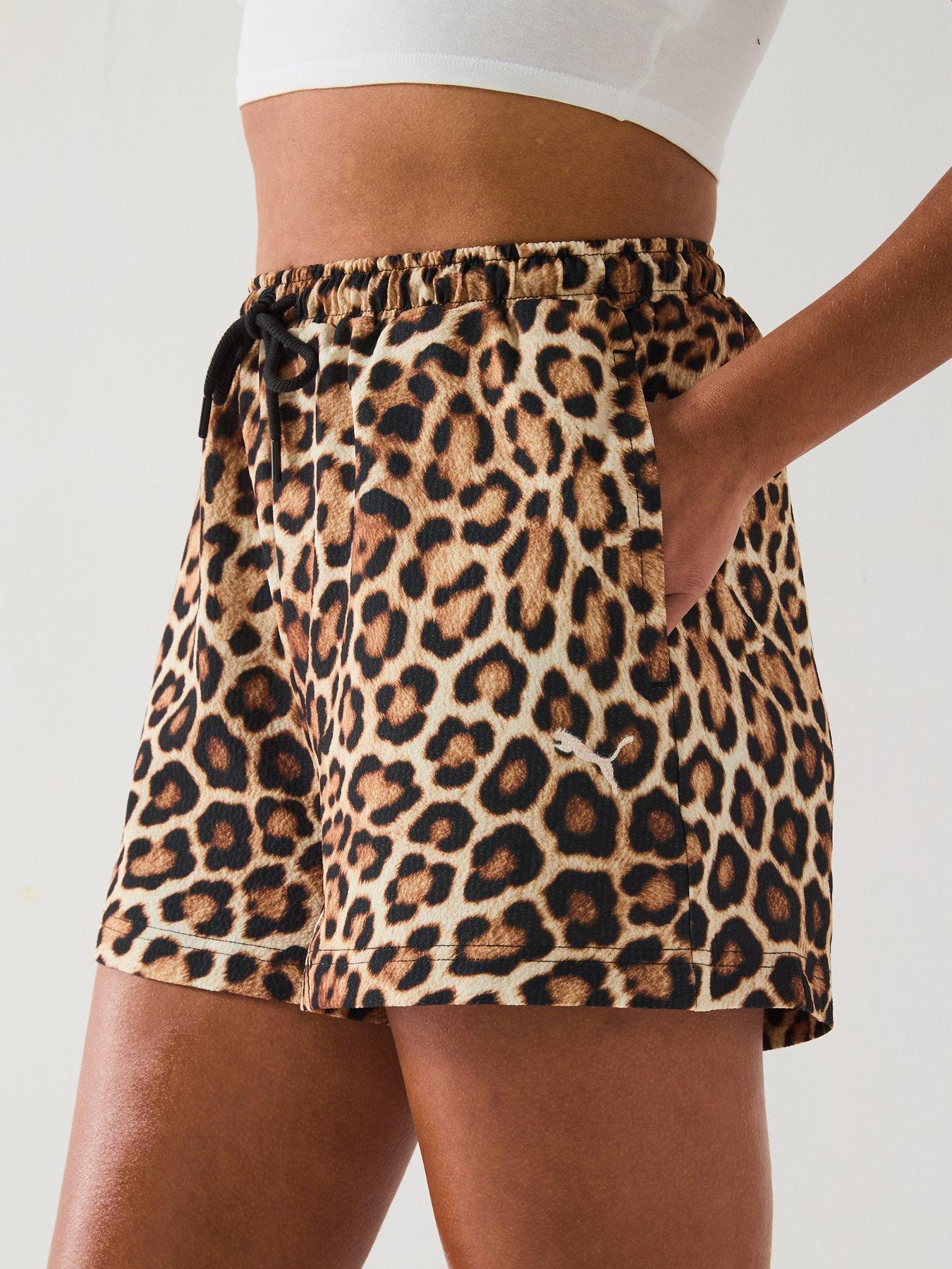  image of puma-womens-wardrive-essentials-leo-luxe-a-line-all-over-print-shorts