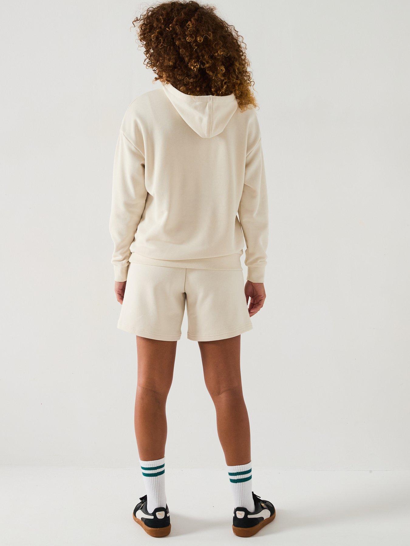 stillFront image of puma-womens-short-hooded-sweat-suit-7-grey-beige
