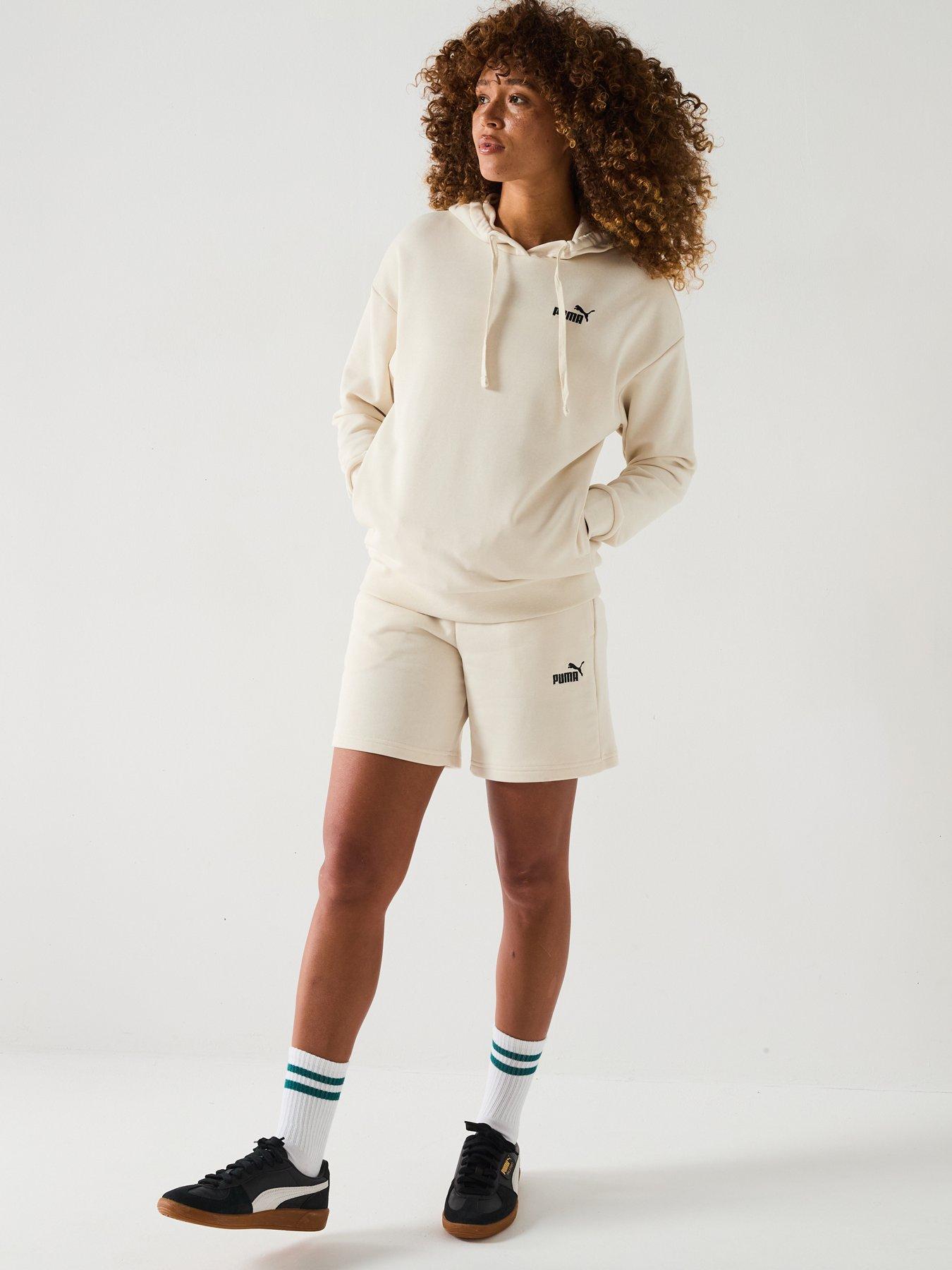  image of puma-womens-short-hooded-sweat-suit-7-grey-beige