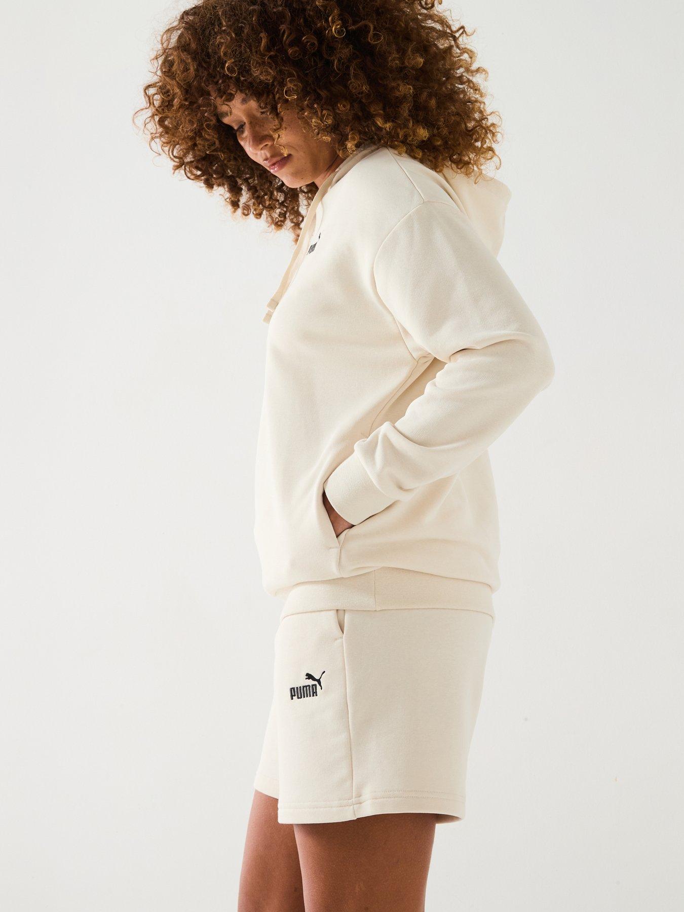  image of puma-womens-short-hooded-sweat-suit-7-grey-beige