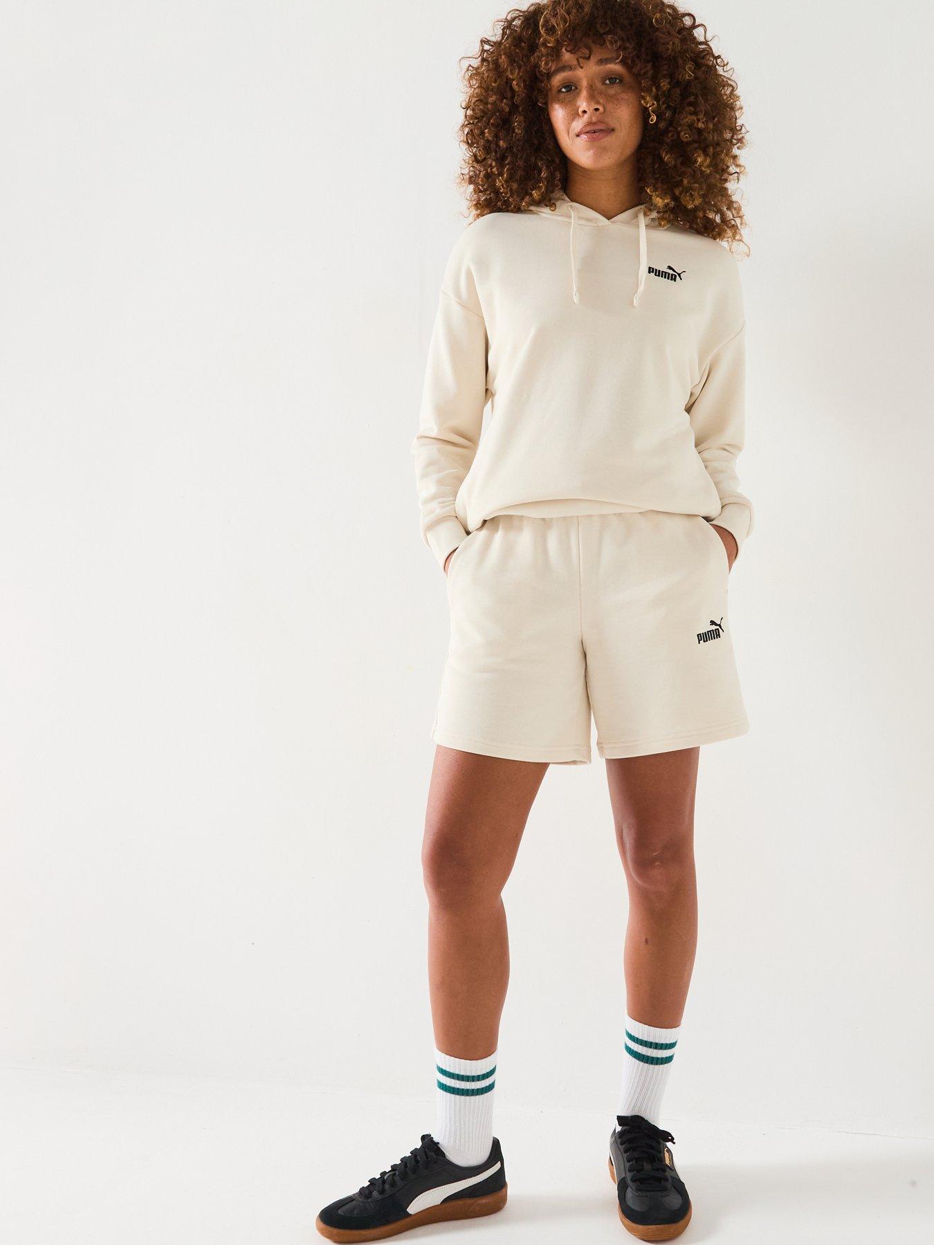  image of puma-womens-short-hooded-sweat-suit-7-grey-beige