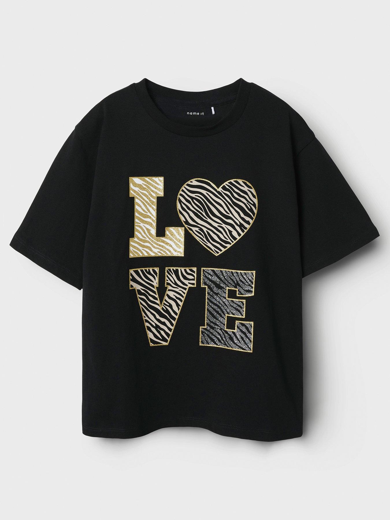 name-it-girls-zebra-love-print-short-sleeve-tshirt-black