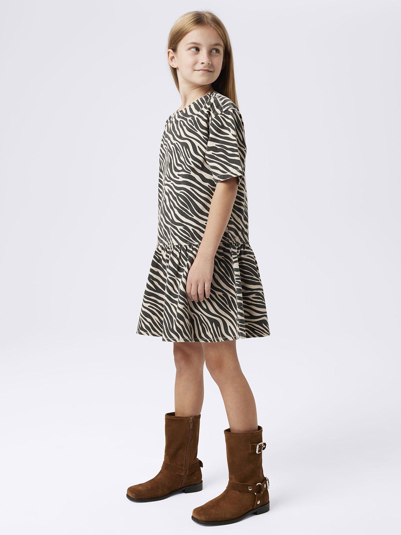 name-it-girls-zebra-print-drop-waist-dress-black