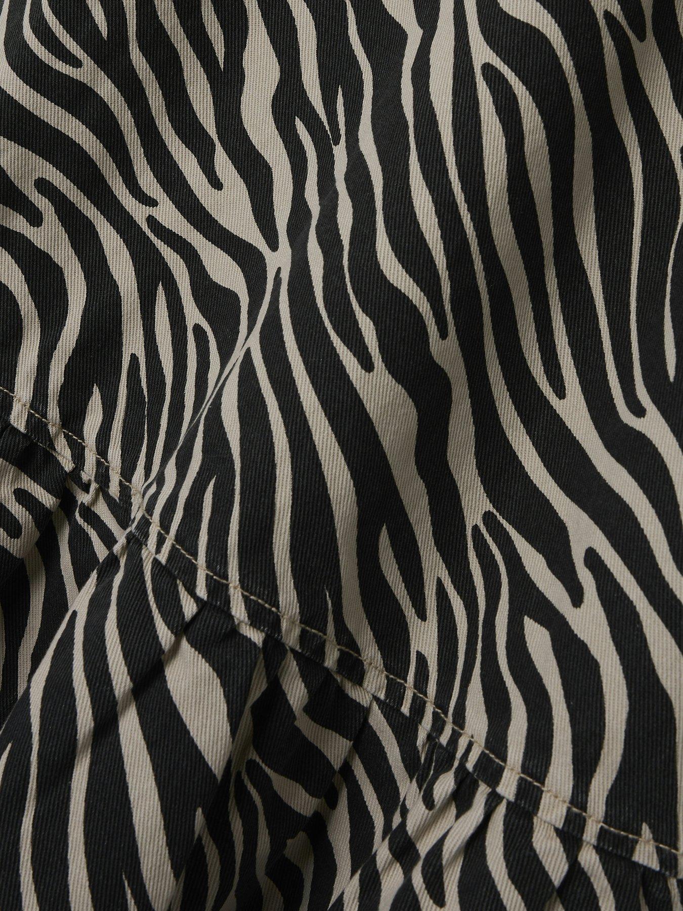  image of name-it-girls-zebra-print-drop-waist-dress-black