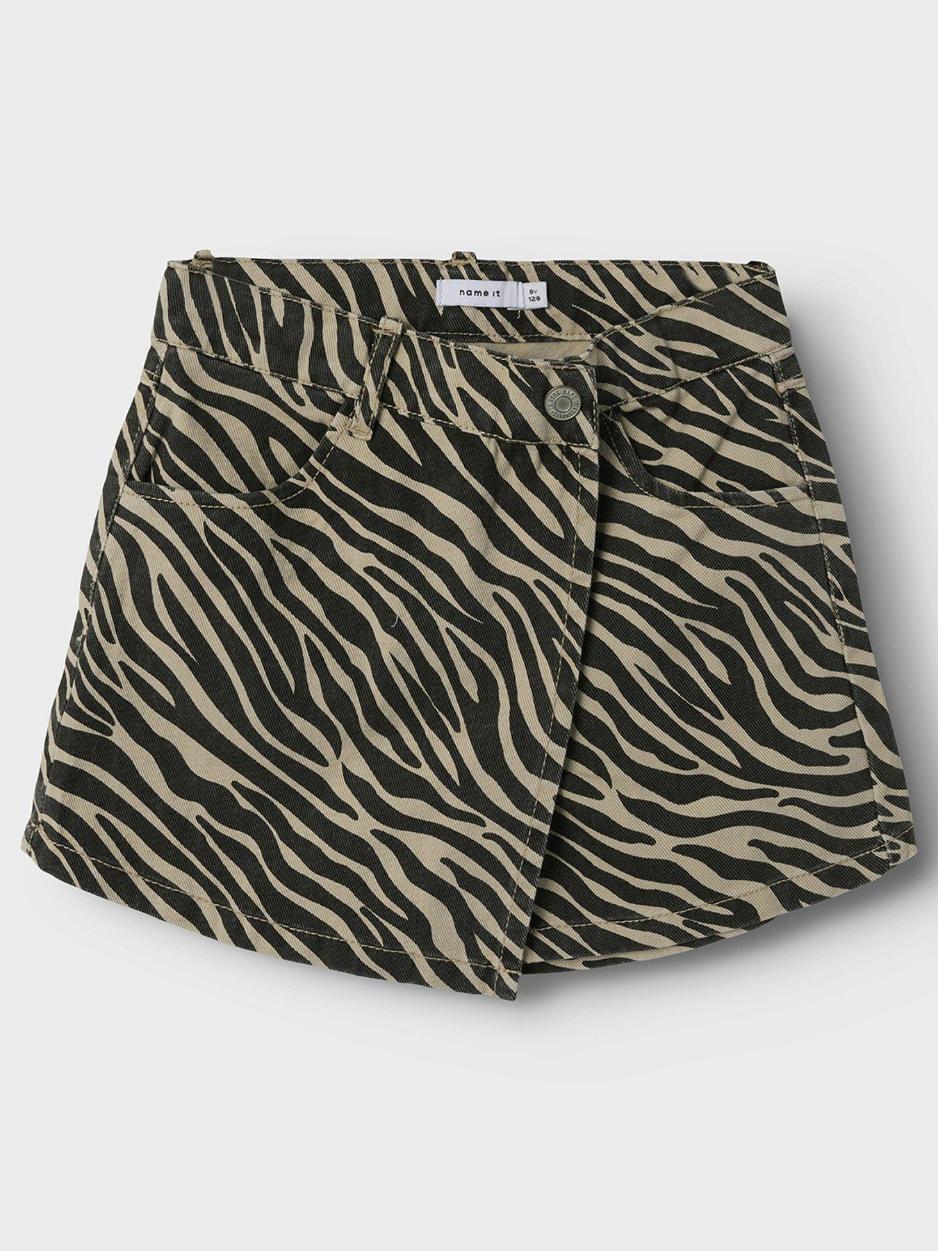  image of name-it-girls-zebra-print-skort-black