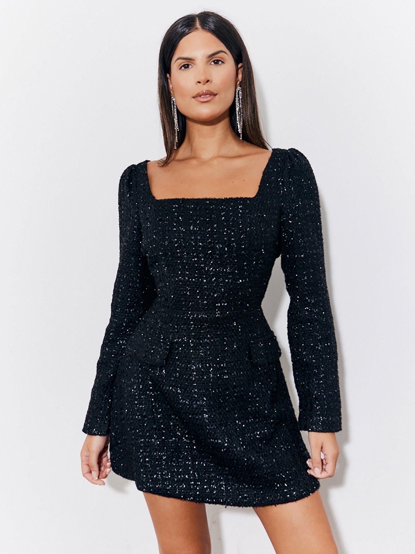 slim fit dress slacks Janel Tweed Mini Skater Dress main image 0