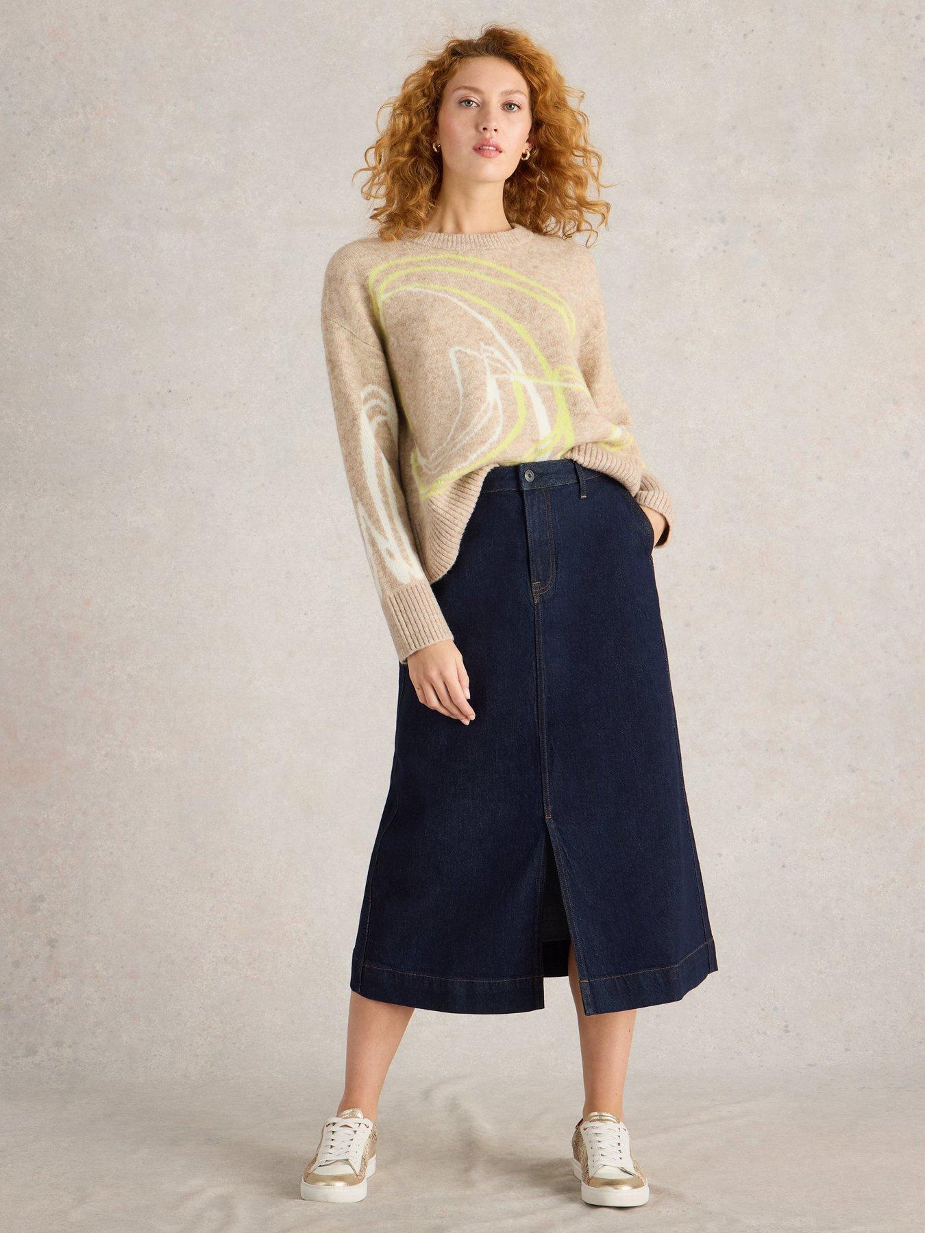 undefined Allie Denim Midi Skirt - Blue