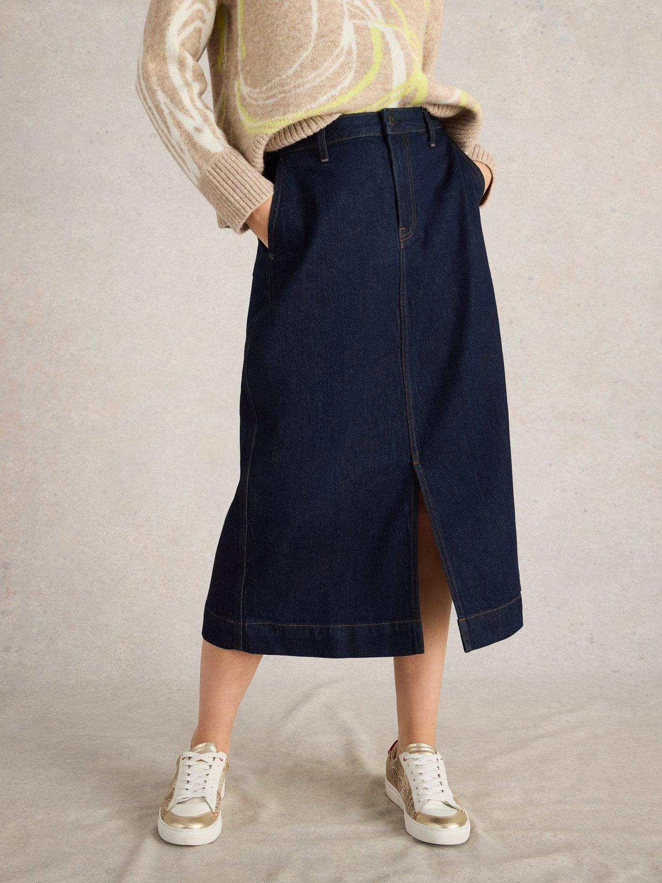  image of white-stuff-allie-denim-midi-skirt-blue