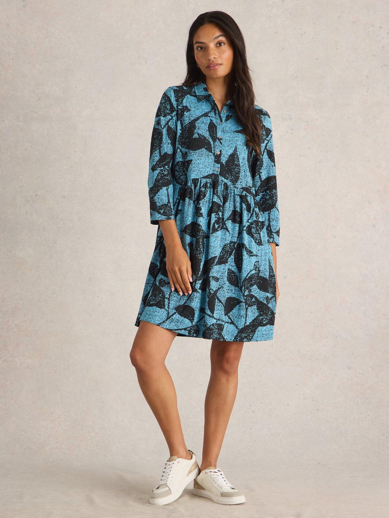 undefined Everly Jersey Shirt Dress - Blue