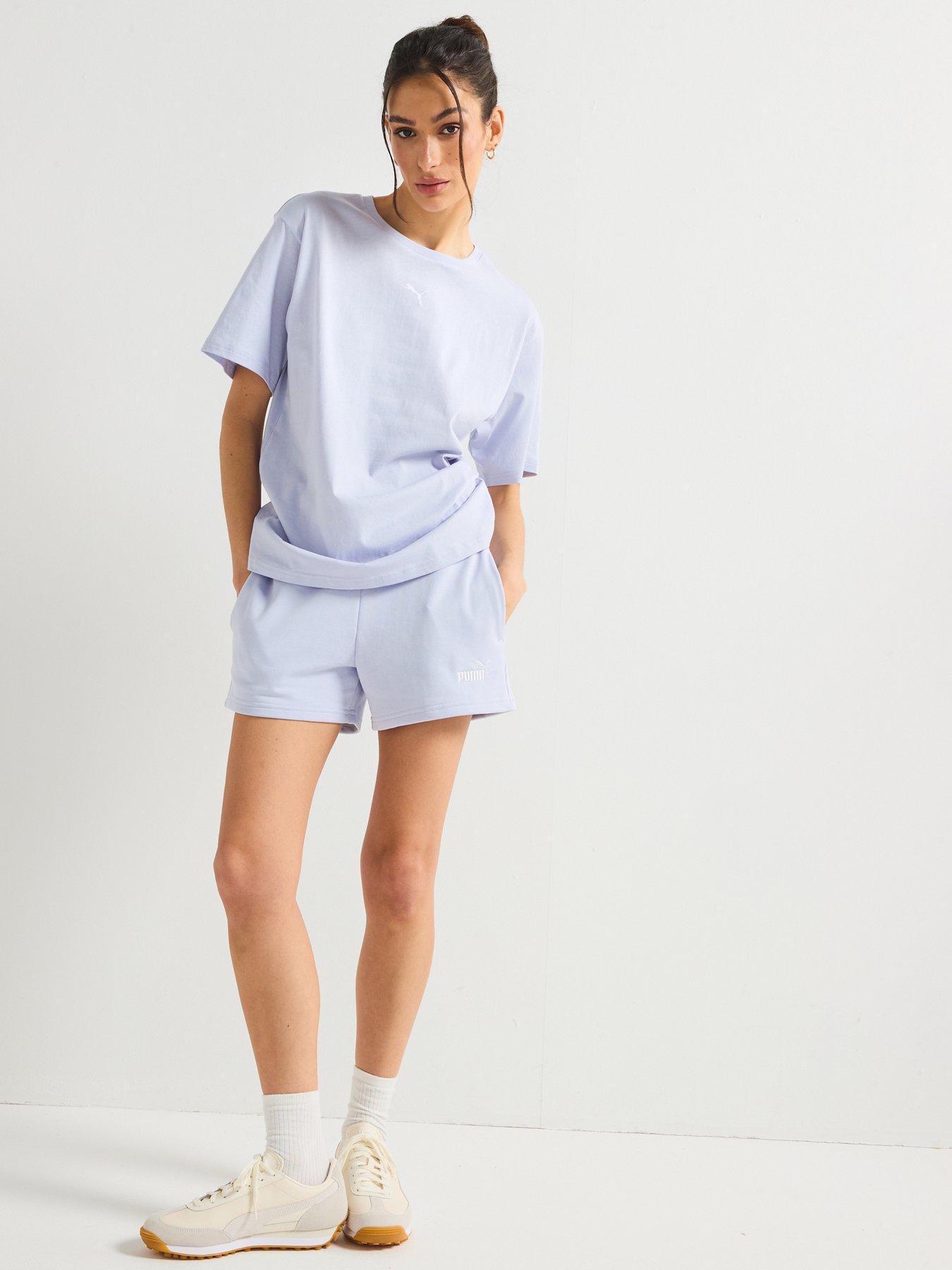  image of puma-womens-essentials-small-no-1-logo-4-shorts-grey