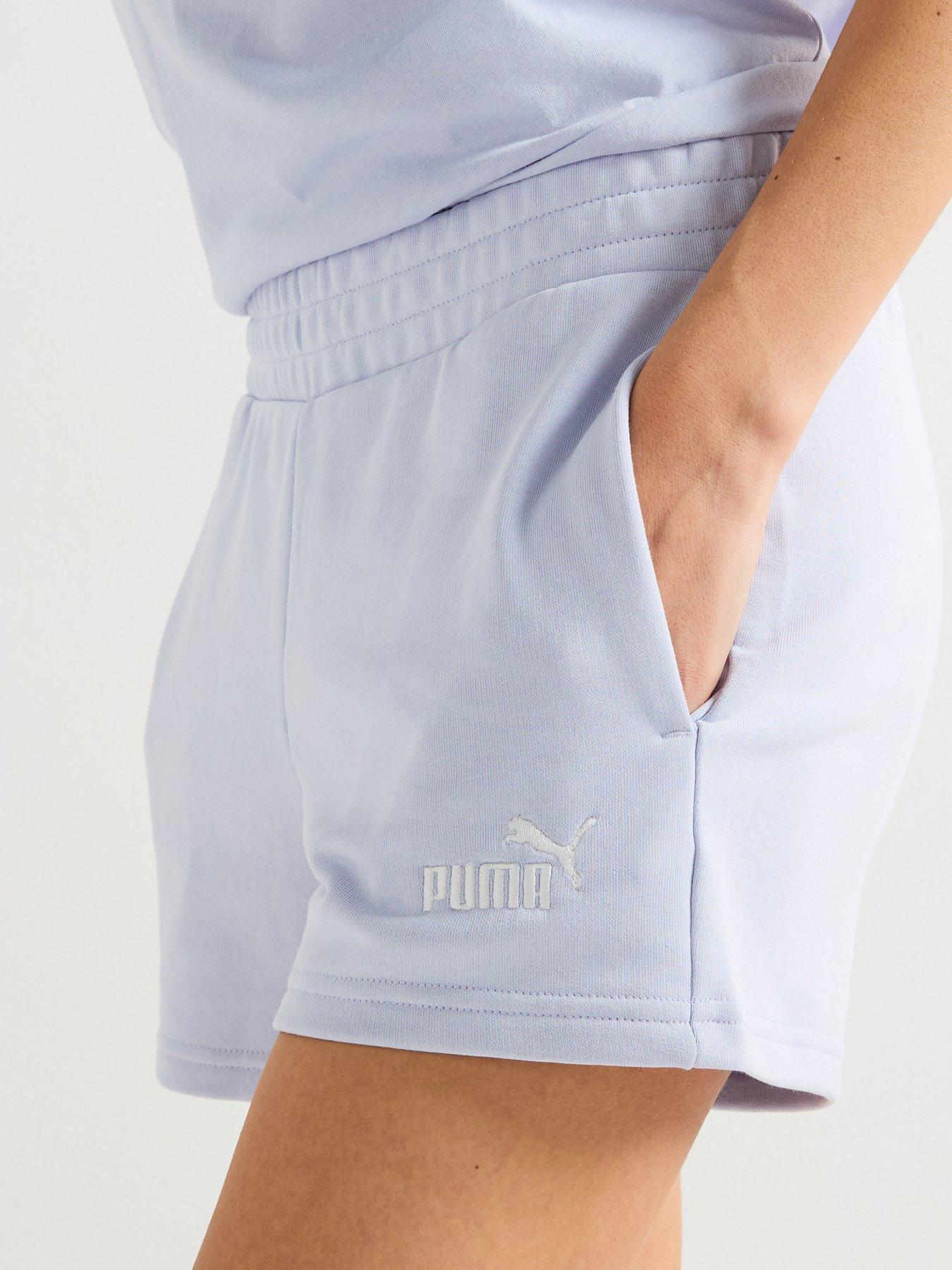  image of puma-womens-essentials-small-no-1-logo-4-shorts-grey