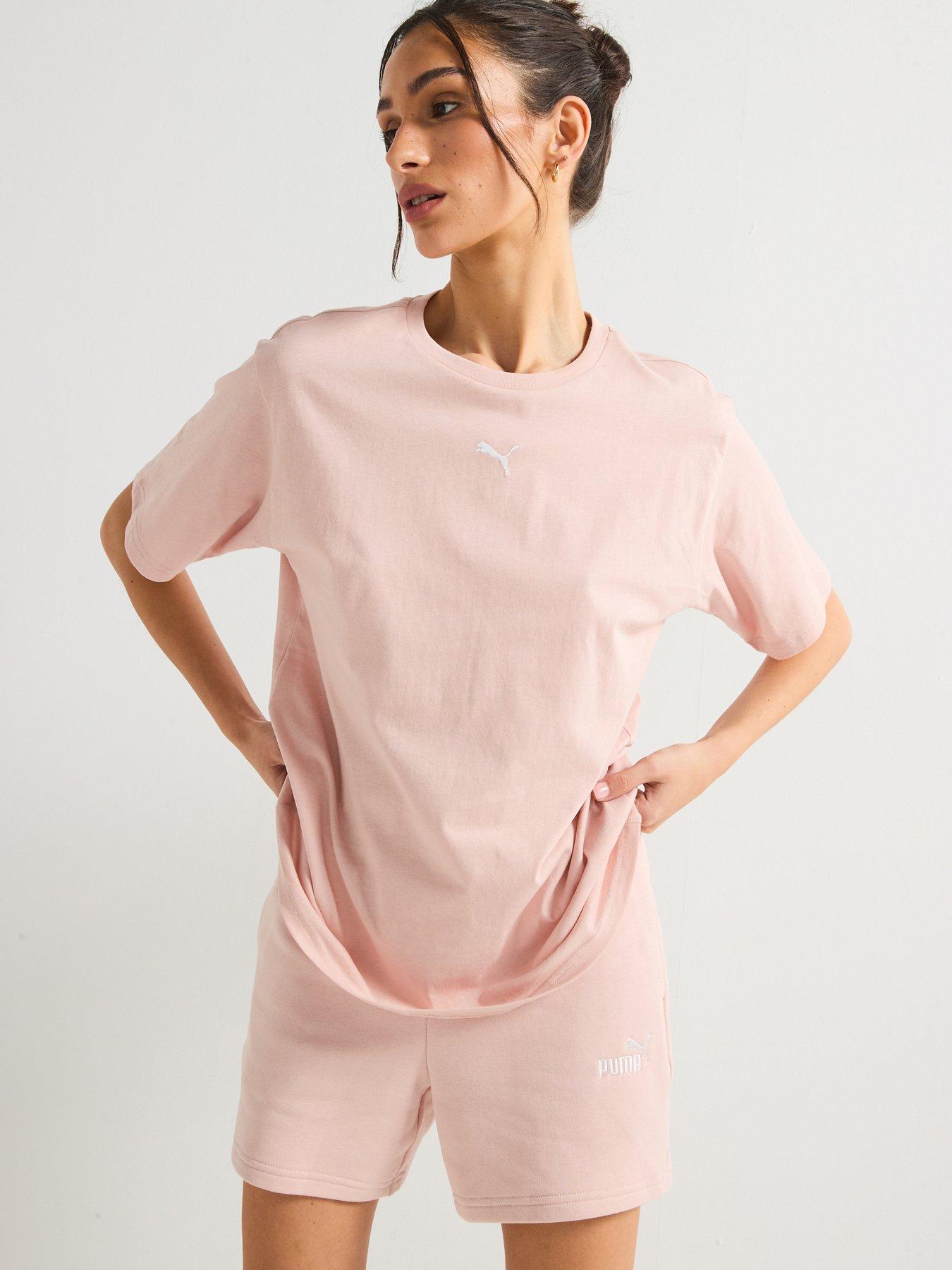 Puma Womens Essentials Logo Relaxed Tee - Pink
