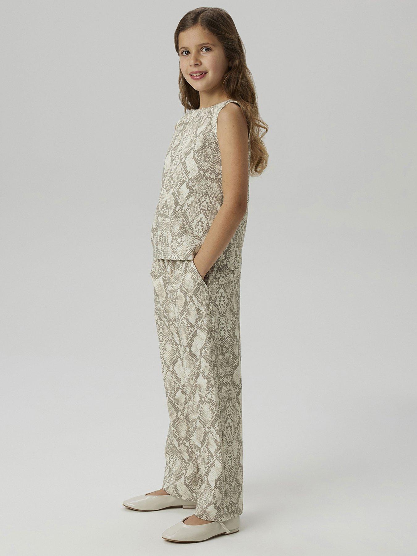  image of name-it-girls-snake-print-wide-leg-trousers-buttercream