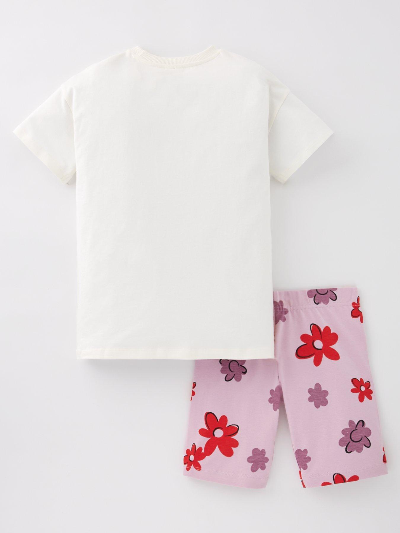 back image of disney-princess-short-sleeve-top-and-cycling-short-set-multi