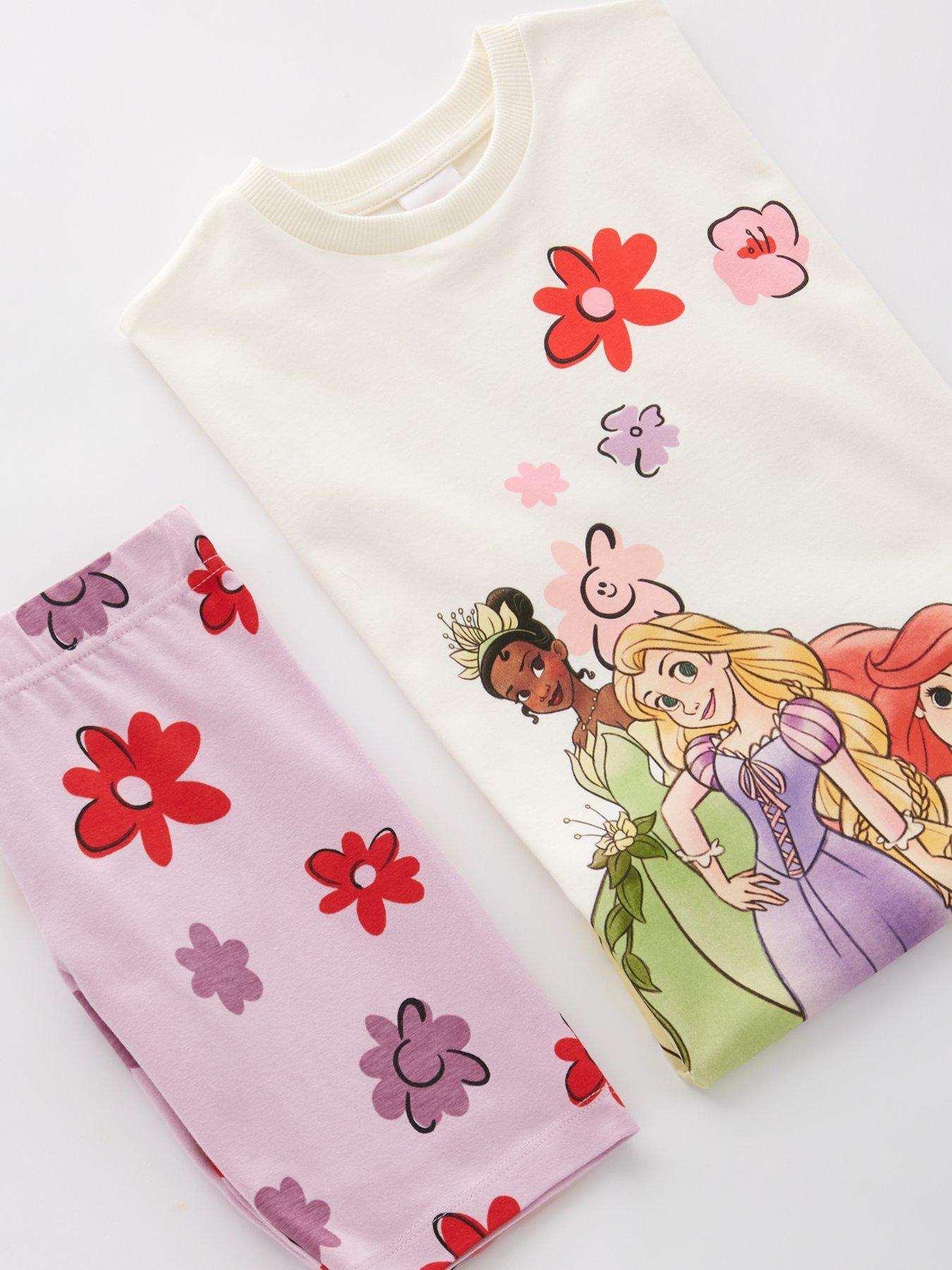  image of disney-princess-short-sleeve-top-and-cycling-short-set-multi