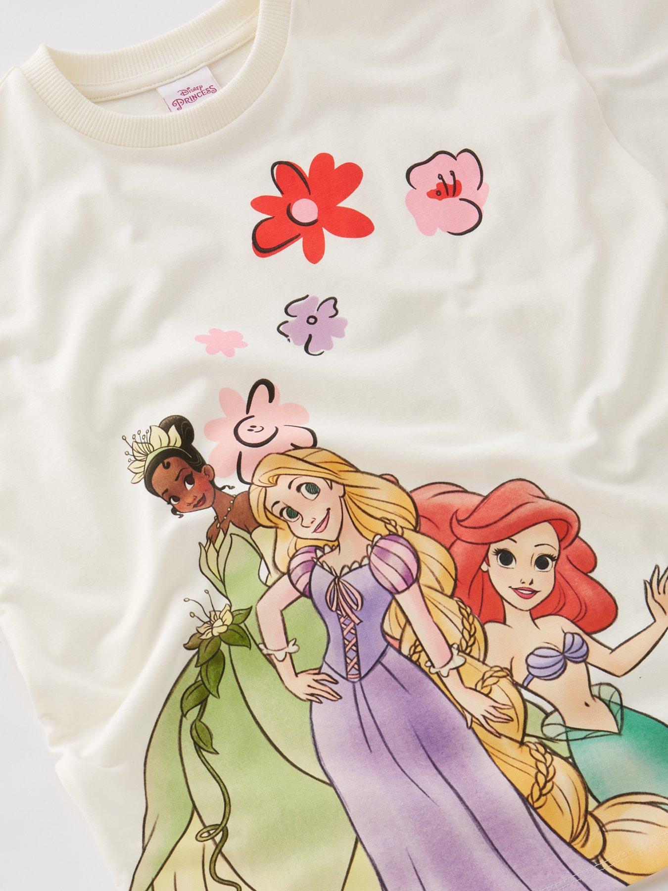  image of disney-princess-short-sleeve-top-and-cycling-short-set-multi