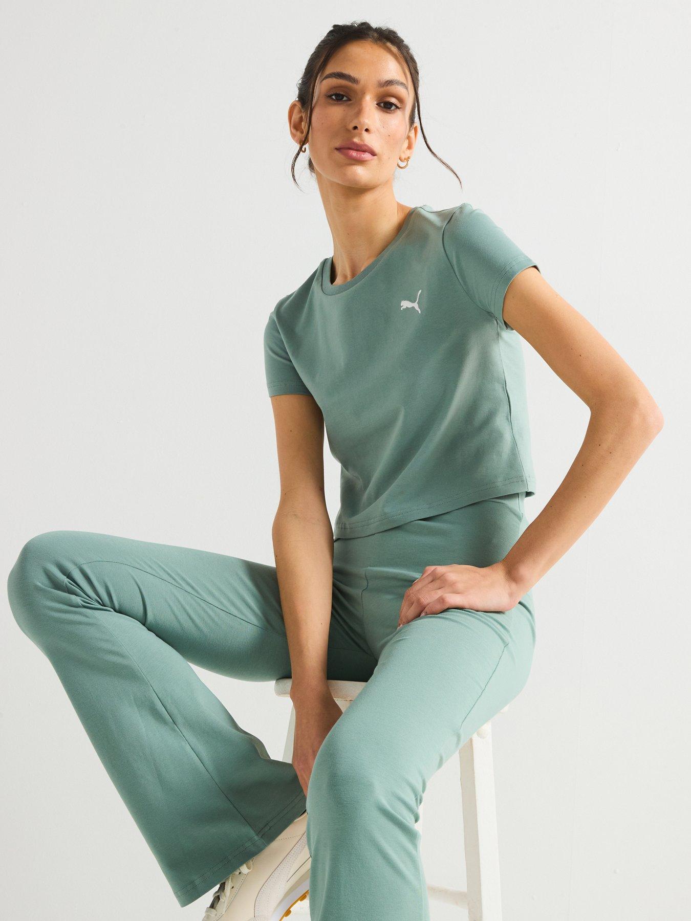  image of puma-womens-wardrobe-essentials-tee-green