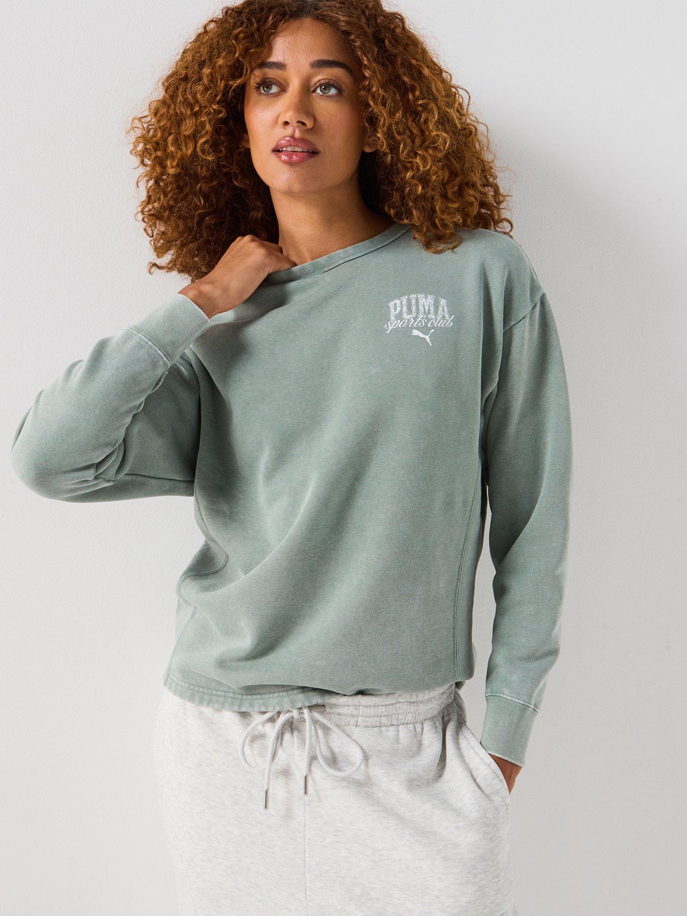 undefined Womens Class Washed Crew Fleece - Green