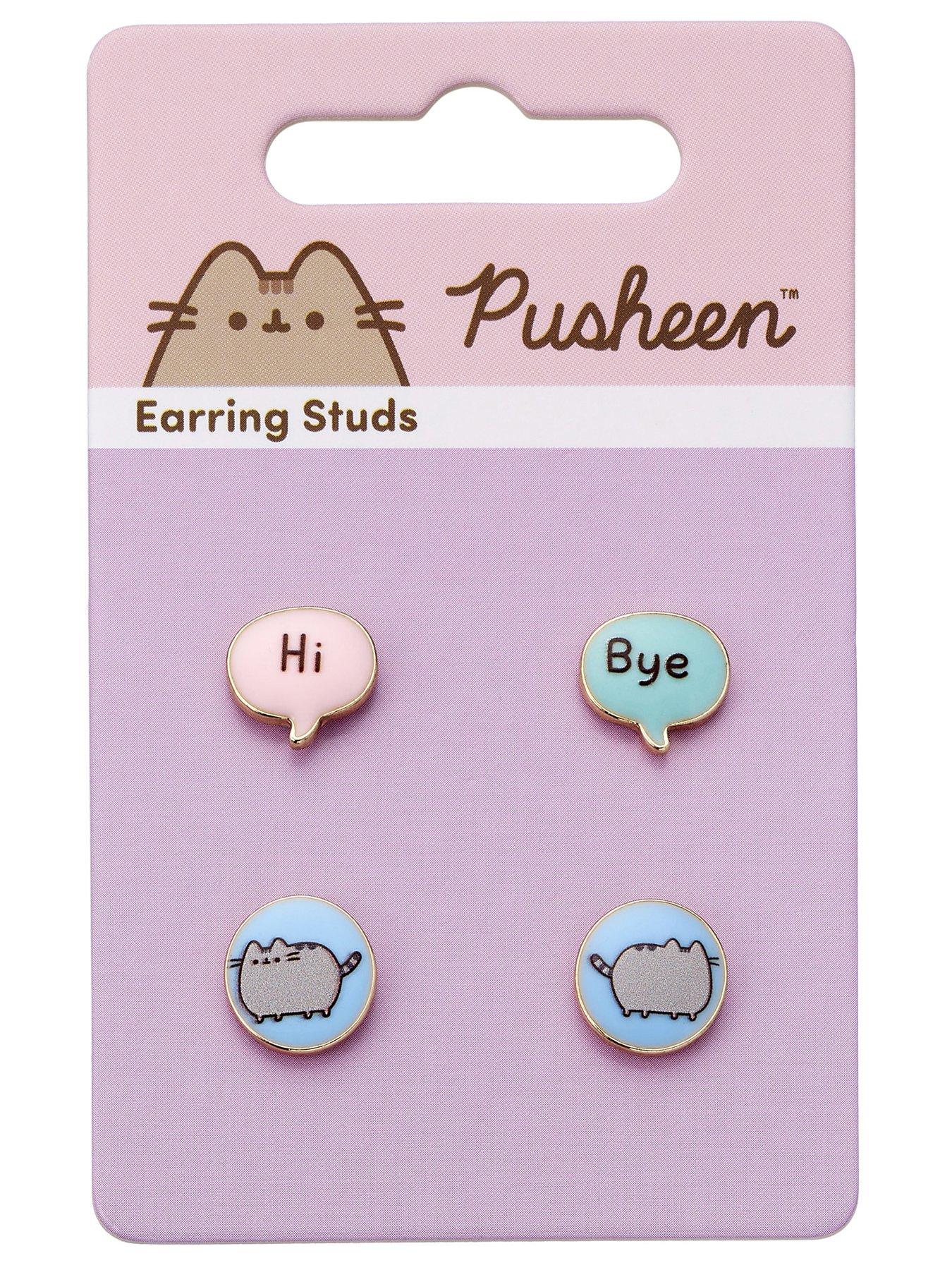 Image 3 of 3 of Pusheen the Cat "Hi , Bye" Stud Earrings Set