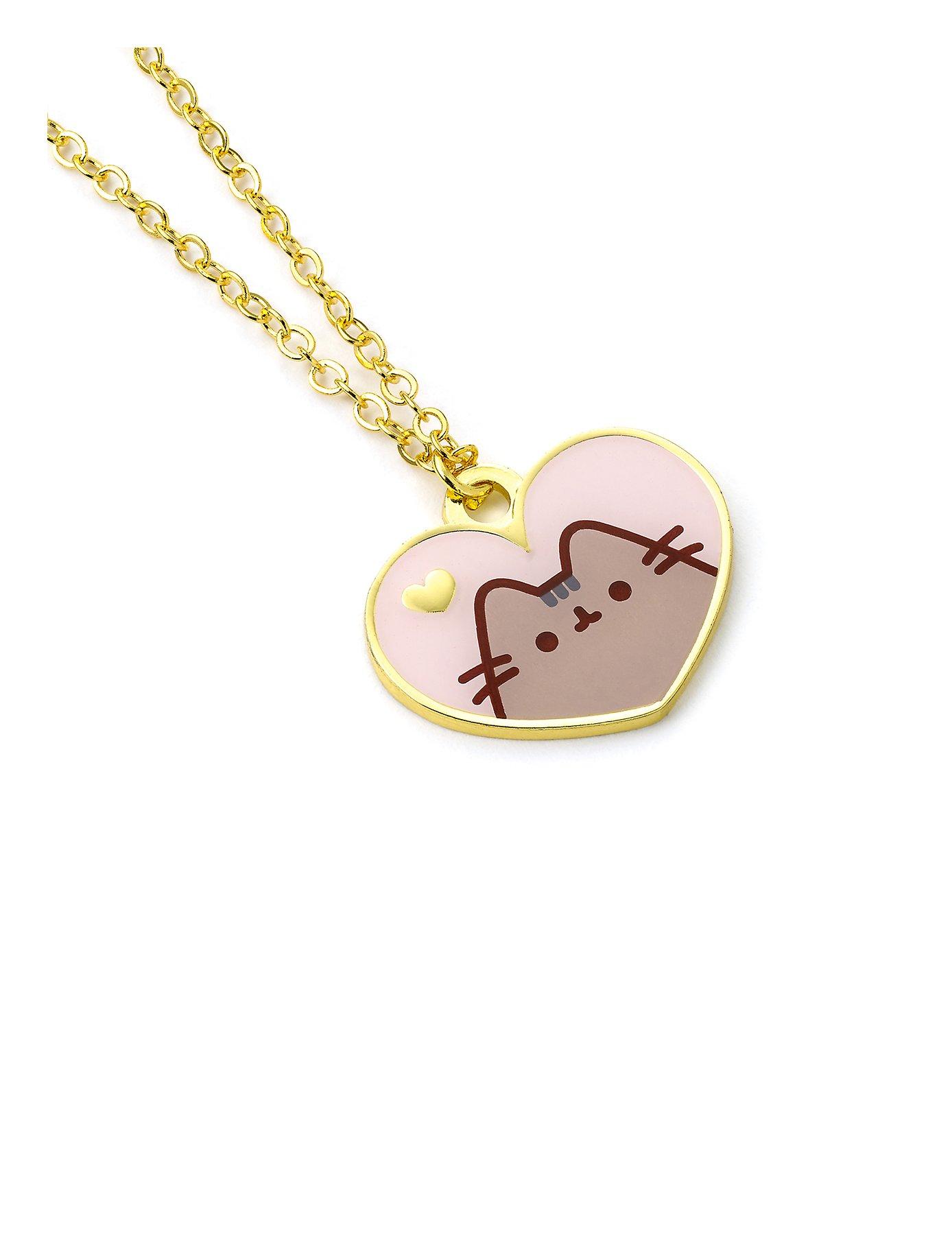 undefined the Cat Pink and Gold Heart Necklace