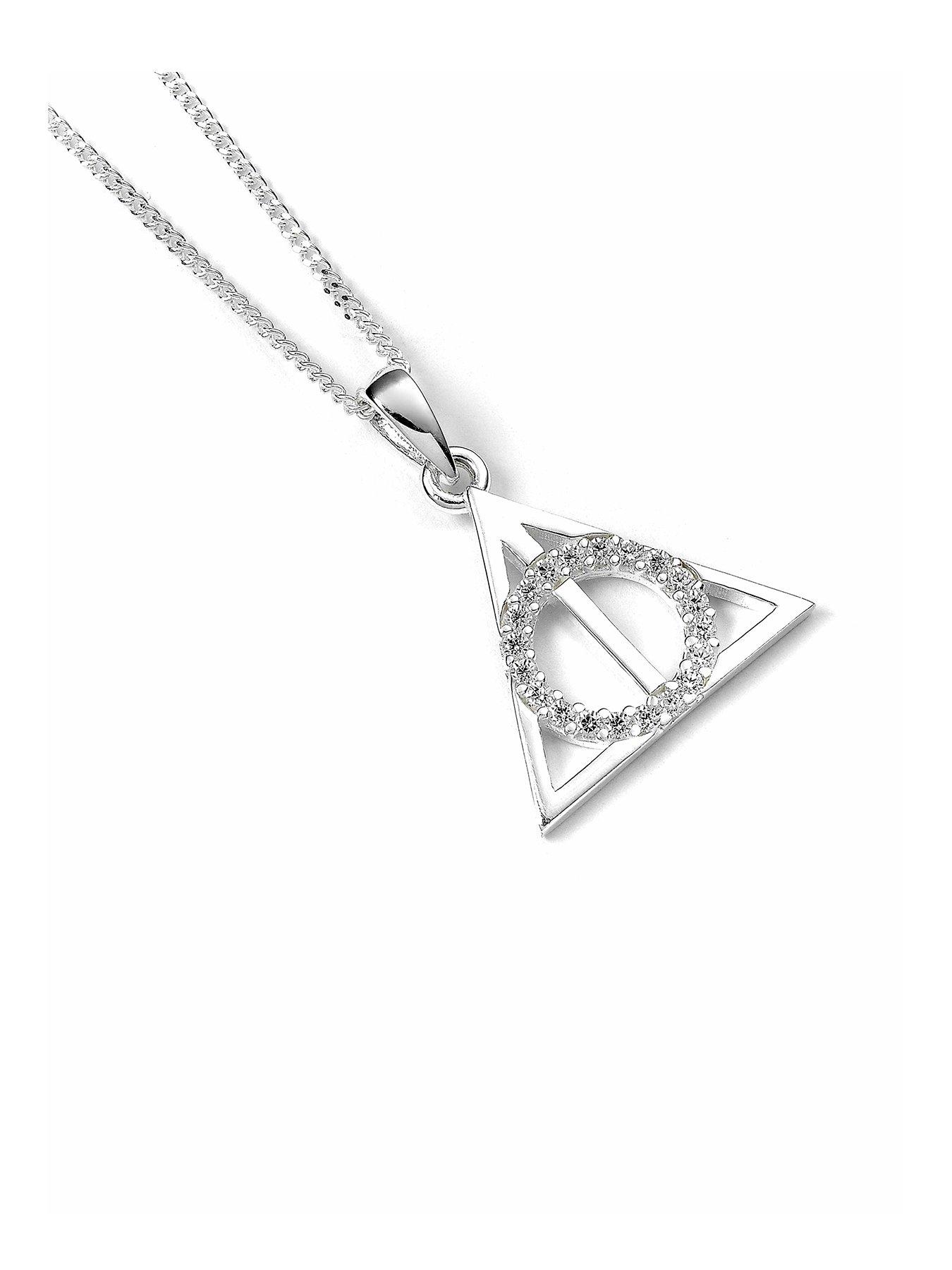  image of harry-potter-sterling-silver-deathly-hallows-necklace-with-crystals