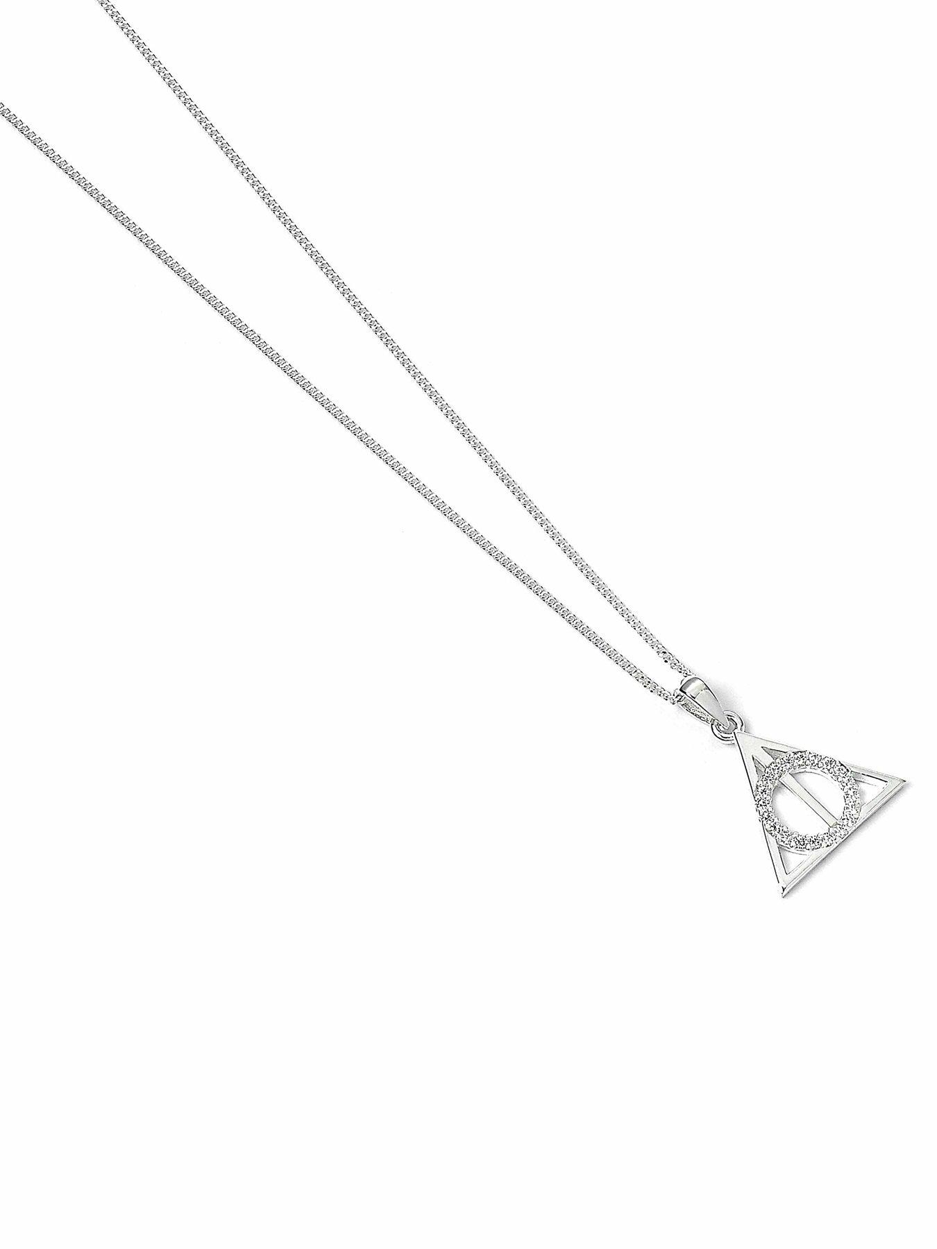  image of harry-potter-sterling-silver-deathly-hallows-necklace-with-crystals