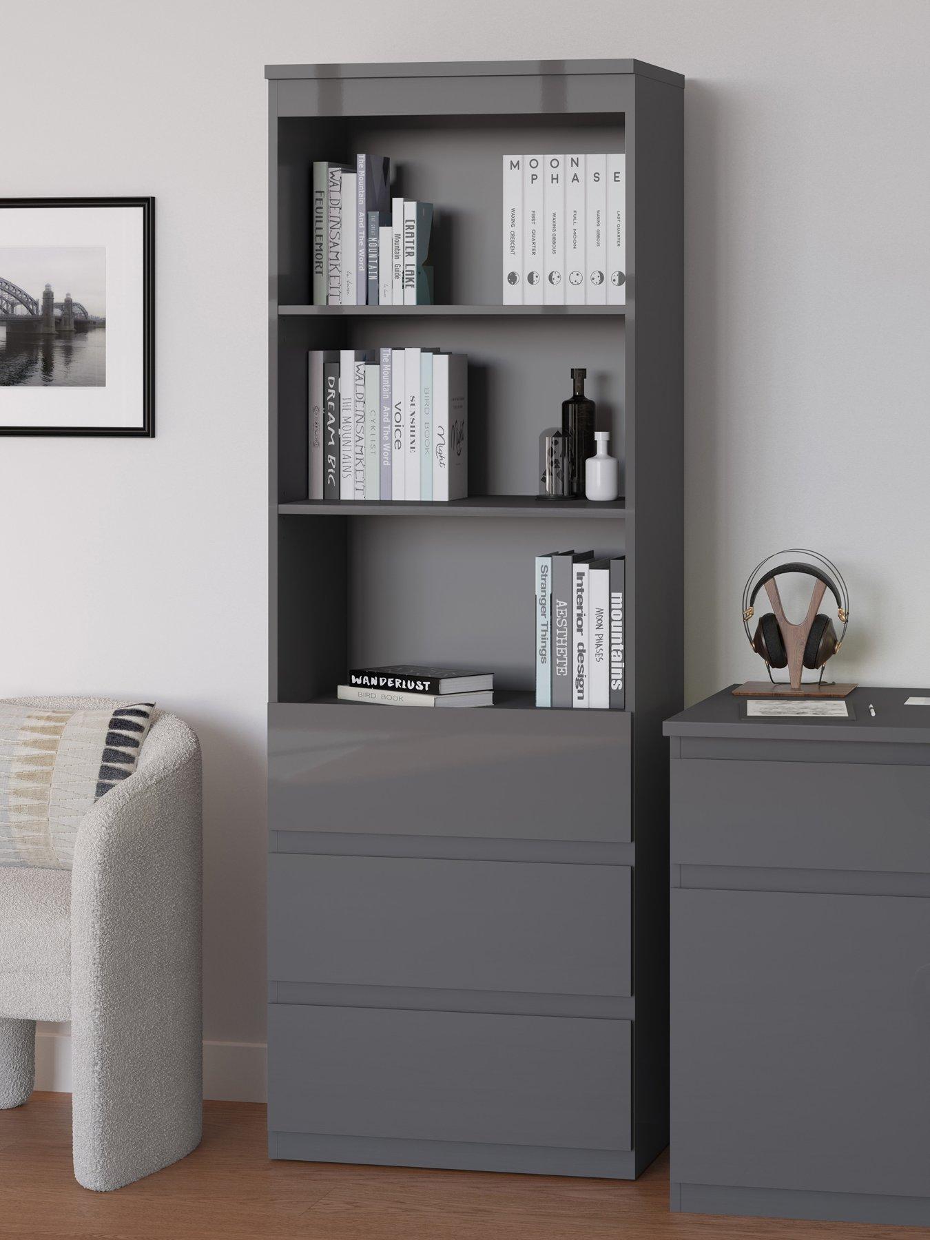 front image of very-home-layton-gloss-3-drawer-shelf-unit-with-drawers-grey-fscreg-certified