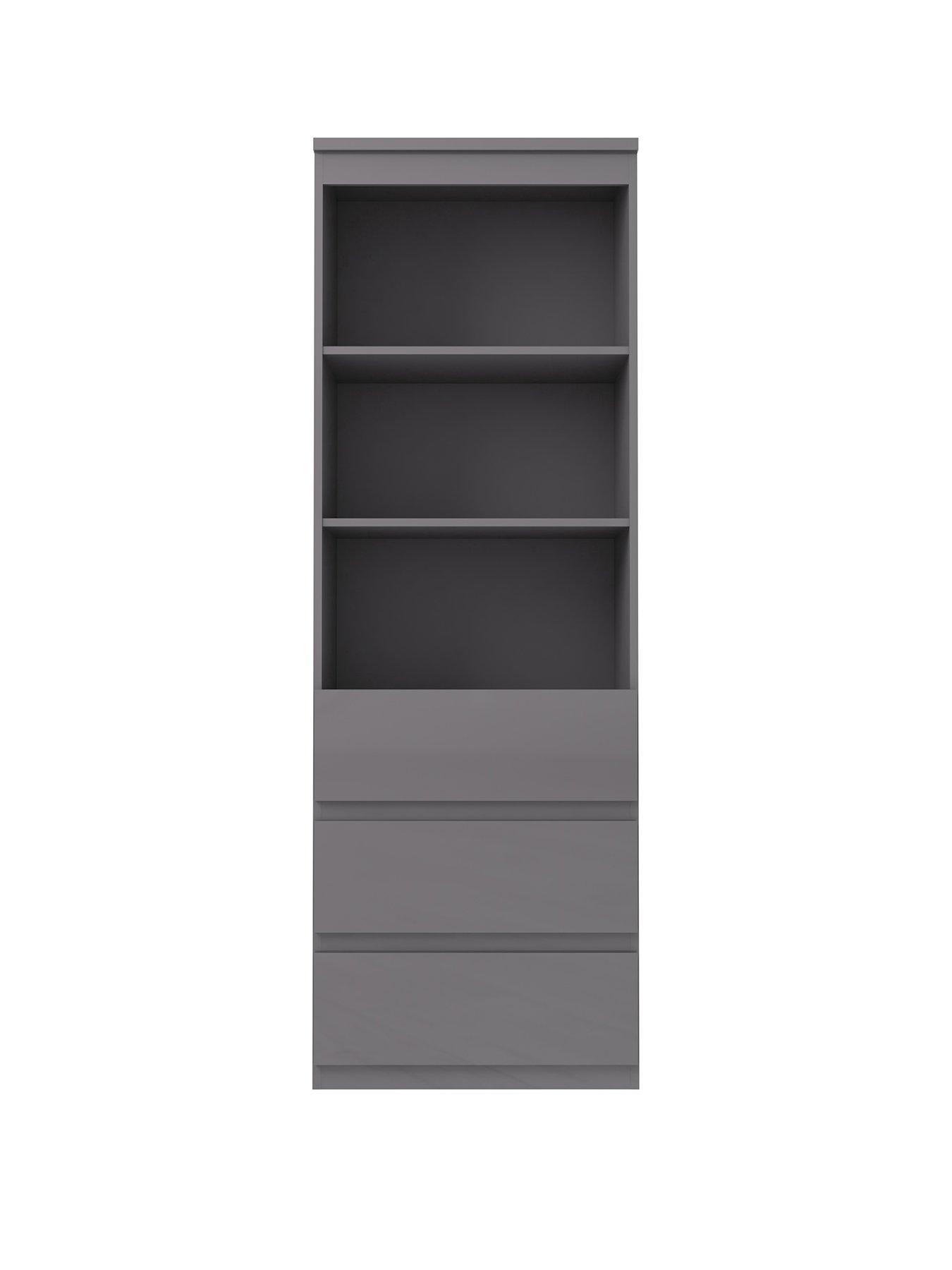  image of very-home-layton-gloss-3-drawer-shelf-unit-with-drawers-grey-fscreg-certified