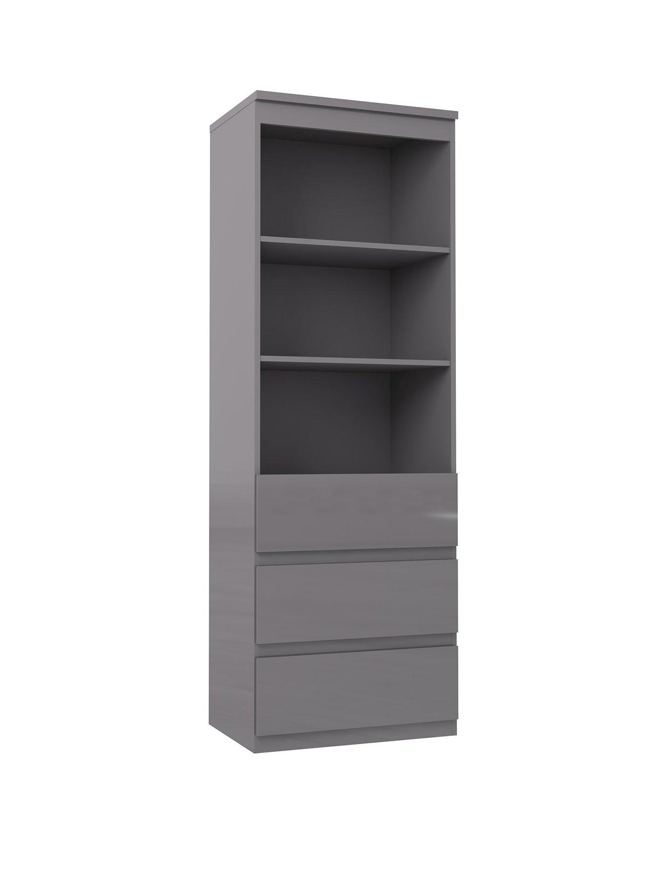  image of very-home-layton-gloss-3-drawer-shelf-unit-with-drawers-grey-fscreg-certified