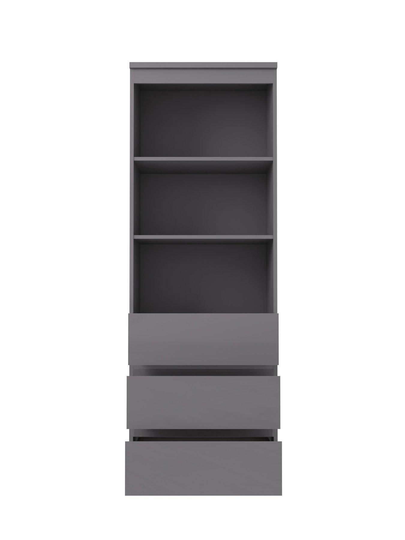  image of very-home-layton-gloss-3-drawer-shelf-unit-with-drawers-grey-fscreg-certified